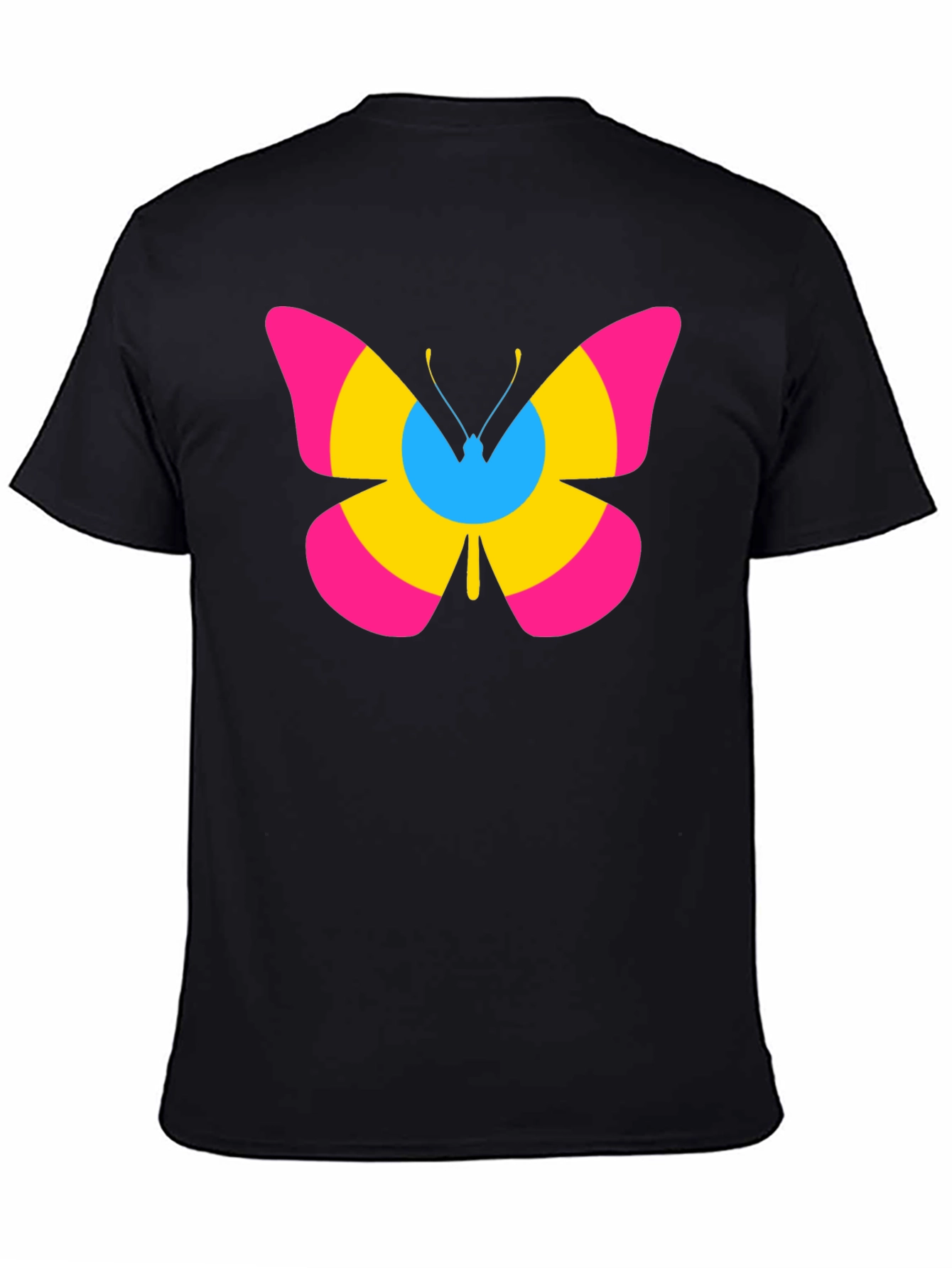 Black Pansexual Pride Butterfly Graphic T-Shirt view 4