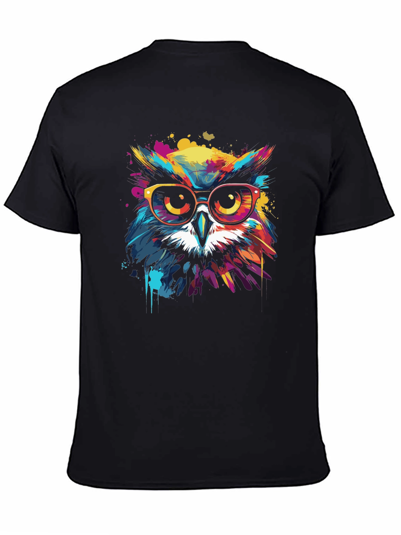 Black Cool Owl Graphic Tee - Vibrant Colors view 4