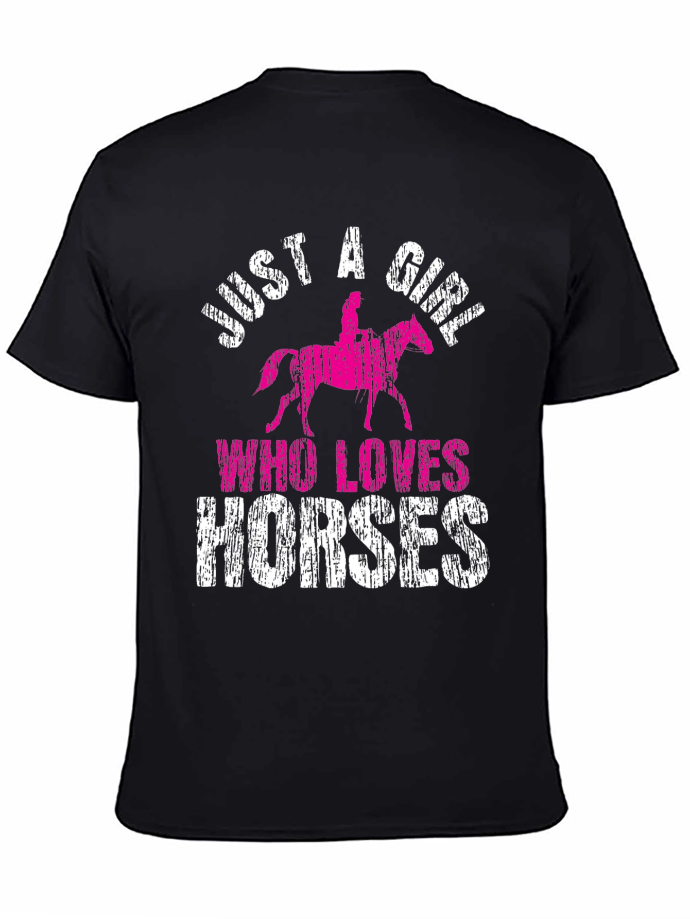 Black Just a Girl Who Loves Horses Black T-Shirt view 4
