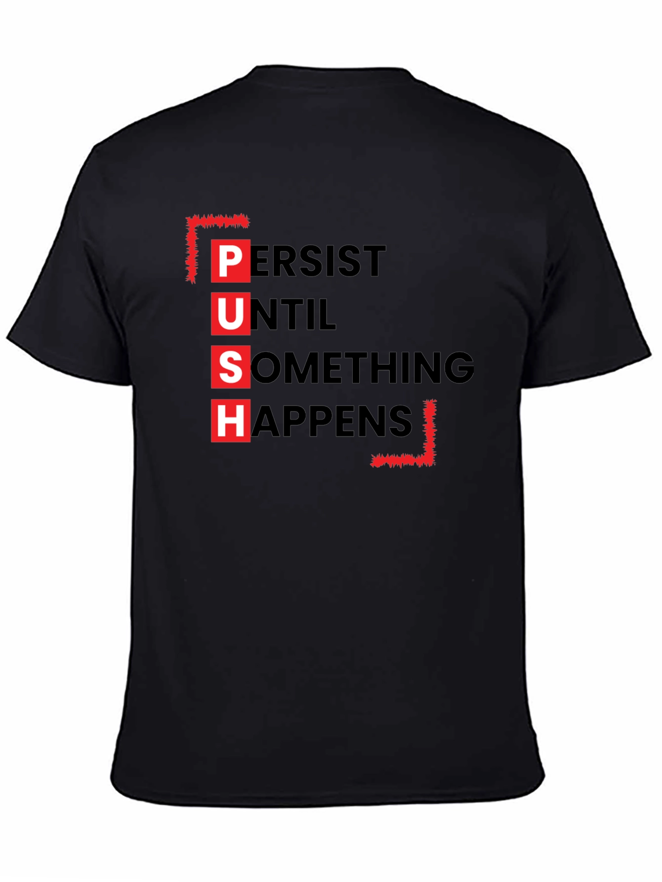 Black PUSH Graphic Tee - Motivational Black T-Shirt view 4