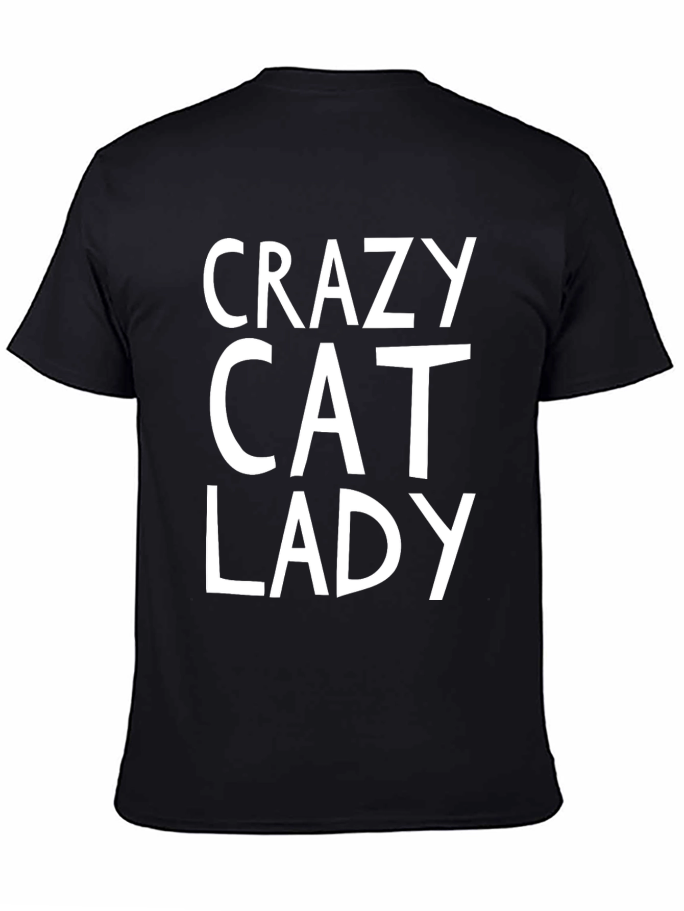 Black Crazy Cat Lady Graphic Tee - Black Cotton T-Shirt view 4