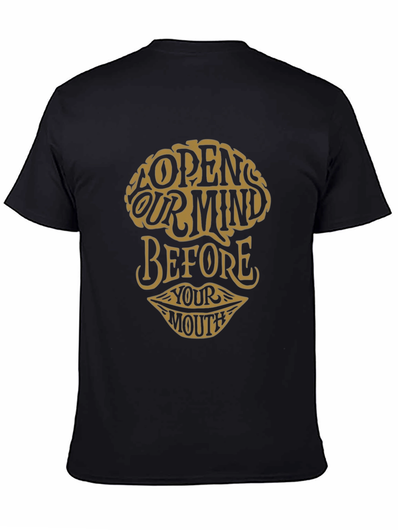 Black Open Your Mind Graphic Tee - Unisex Cotton T-Shirt view 4