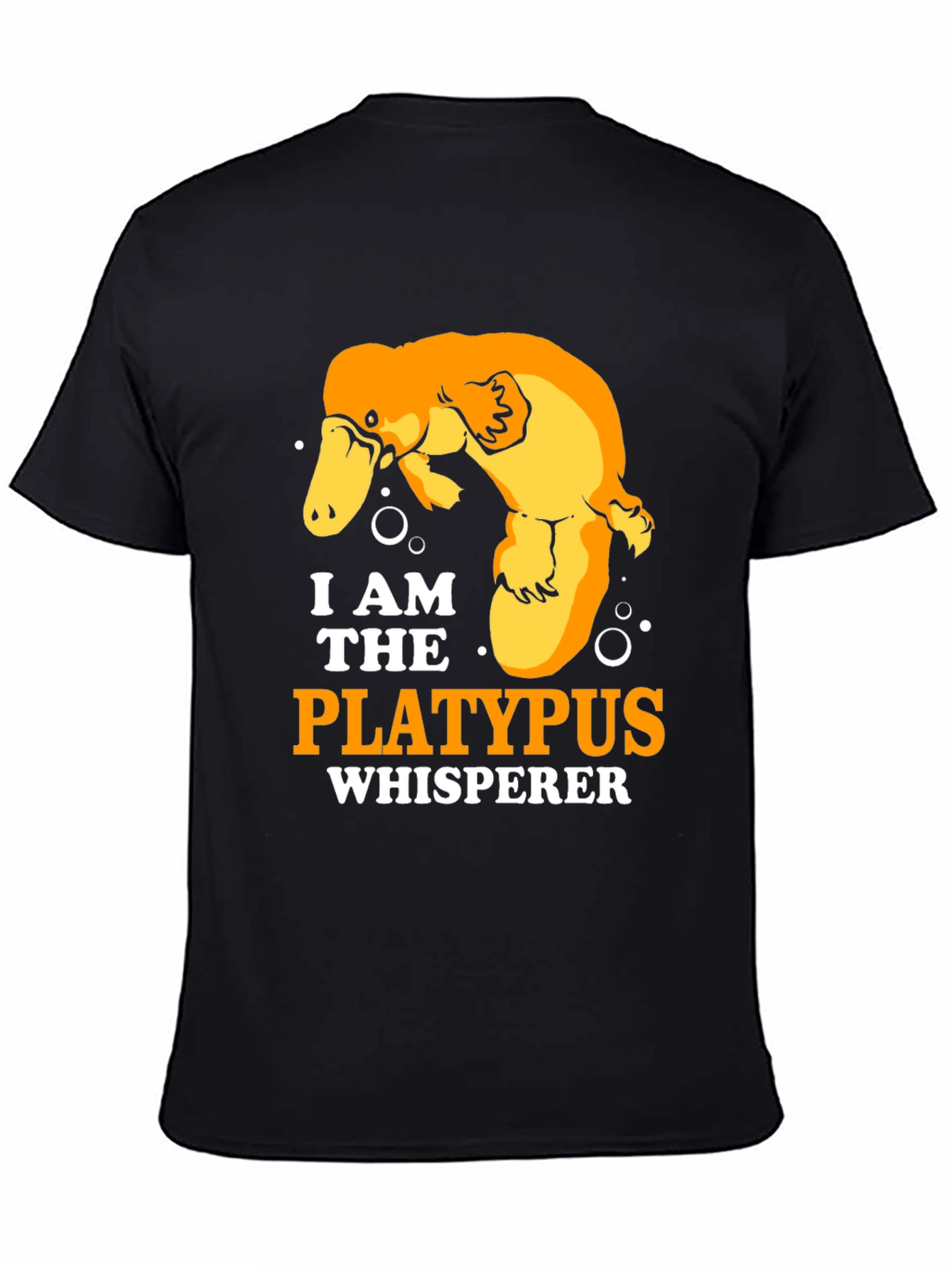 Black Platypus Whisperer T-Shirt, Black Cotton Tee view 4