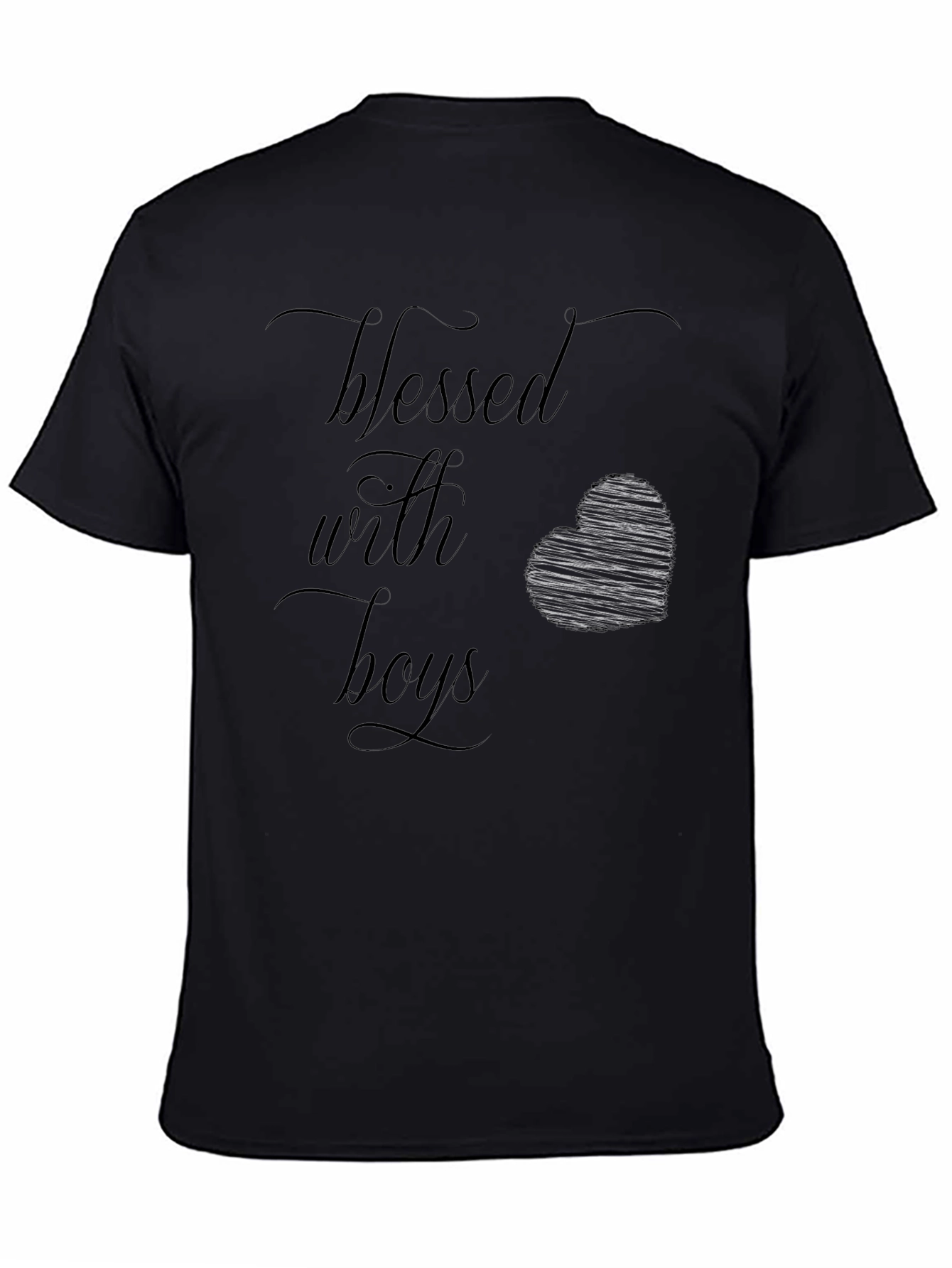 Black Blessed With Boys Black Graphic Tee Shirt view 4