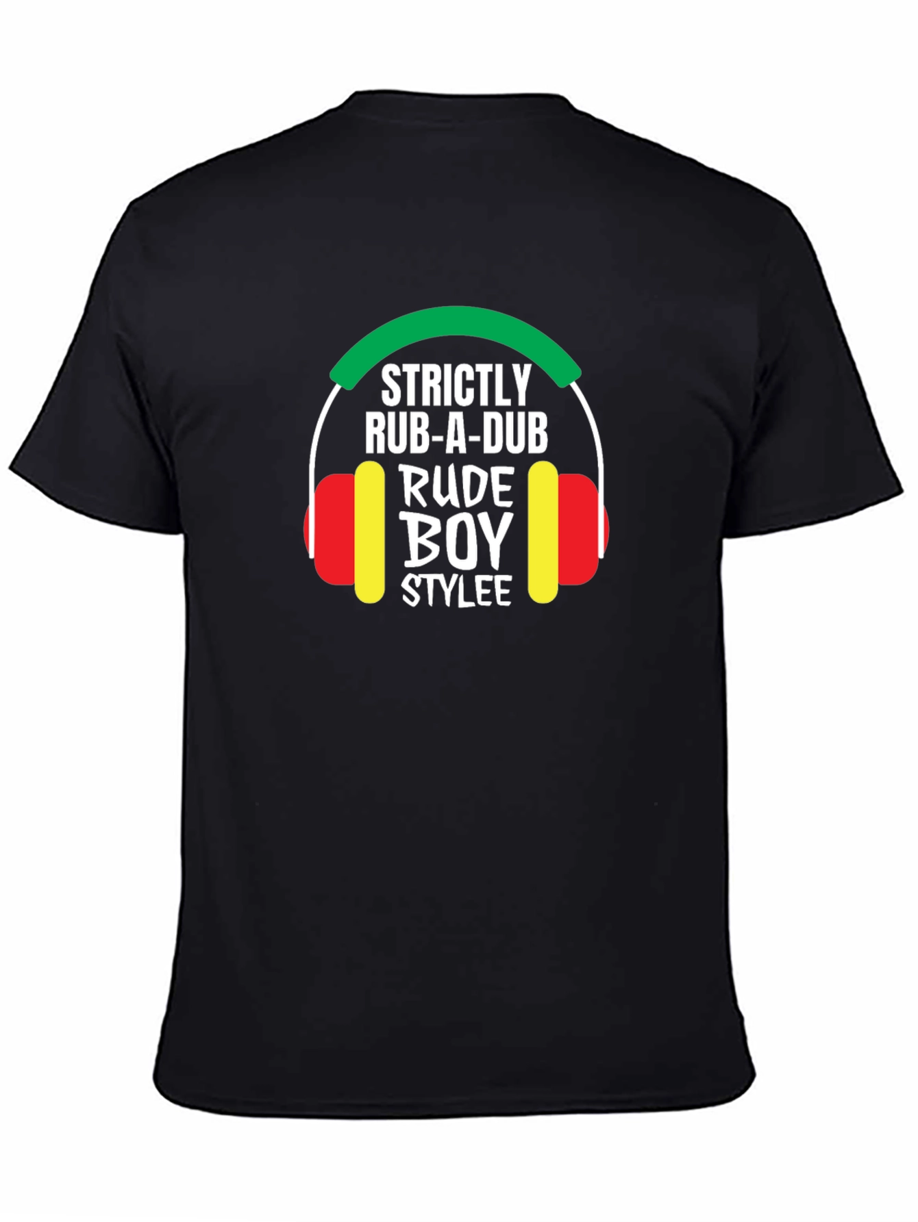 Black Strictly Rub-A-Dub Rude Boy Stylee Black T-Shirt view 4