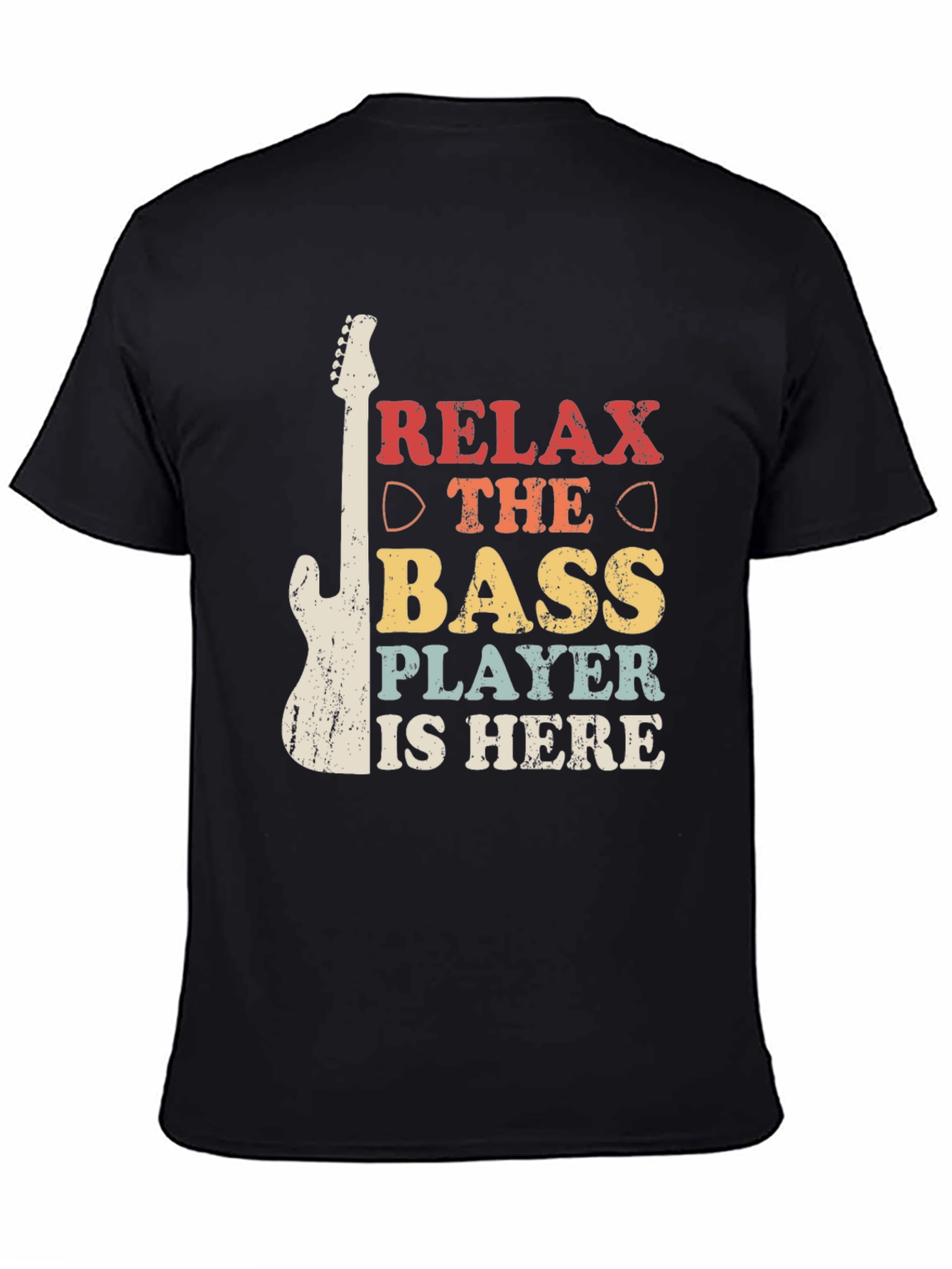 Black Relax Bass Player is Here Black Graphic Tee view 4