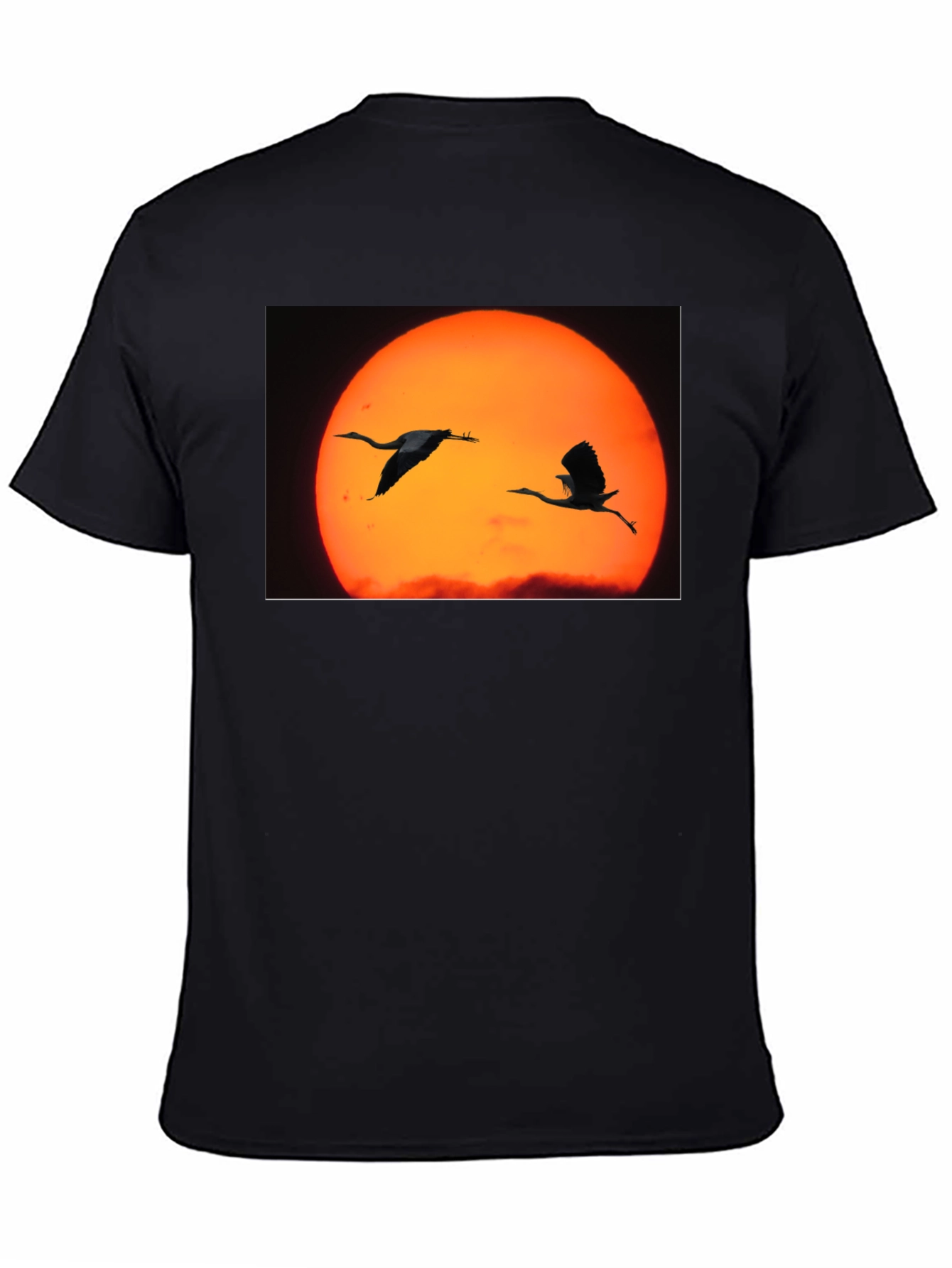 Black Sunset Birds Black T-Shirt view 4