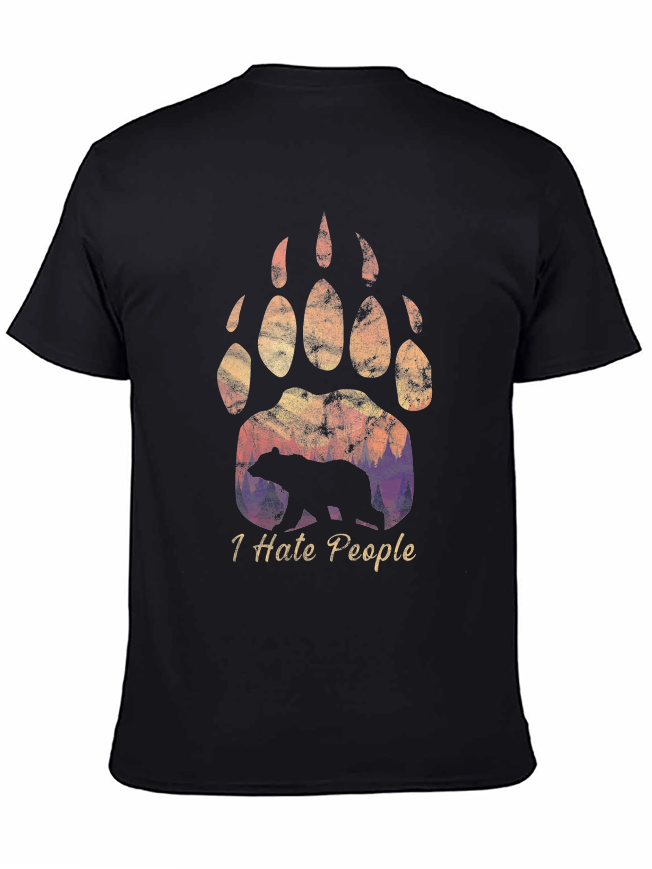 Black I Hate People Bear Paw T-Shirt view 4