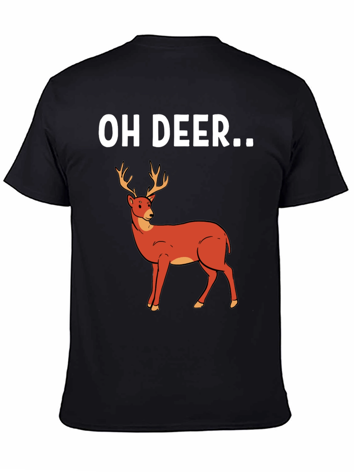 Black Oh Deer Graphic T-Shirt - Novelty Tee view 4