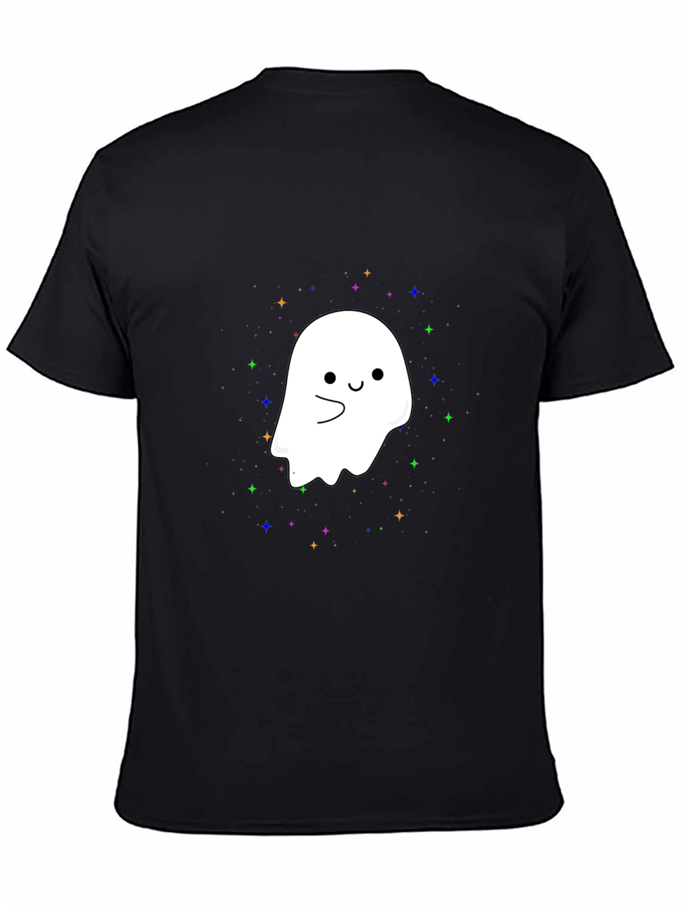 Black Cute Ghost Graphic Tee - Halloween Spooky Season T-Shirt view 4