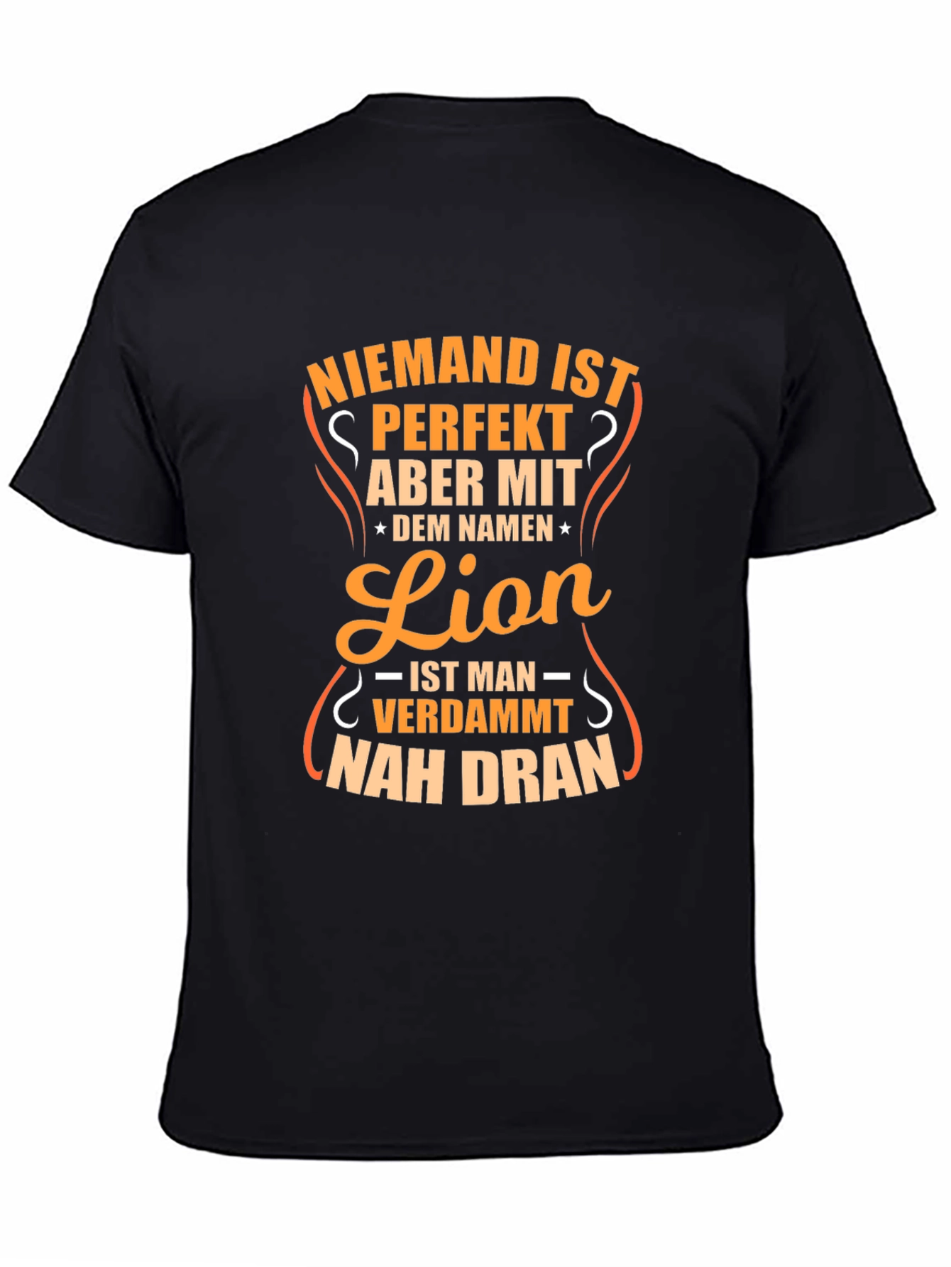 Black Lion Name T-Shirt - Niemand Ist Perfekt Shirt view 4