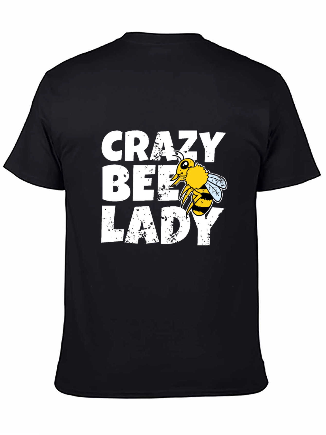 Black Crazy Bee Lady Graphic Tee - Black Cotton Blend view 4