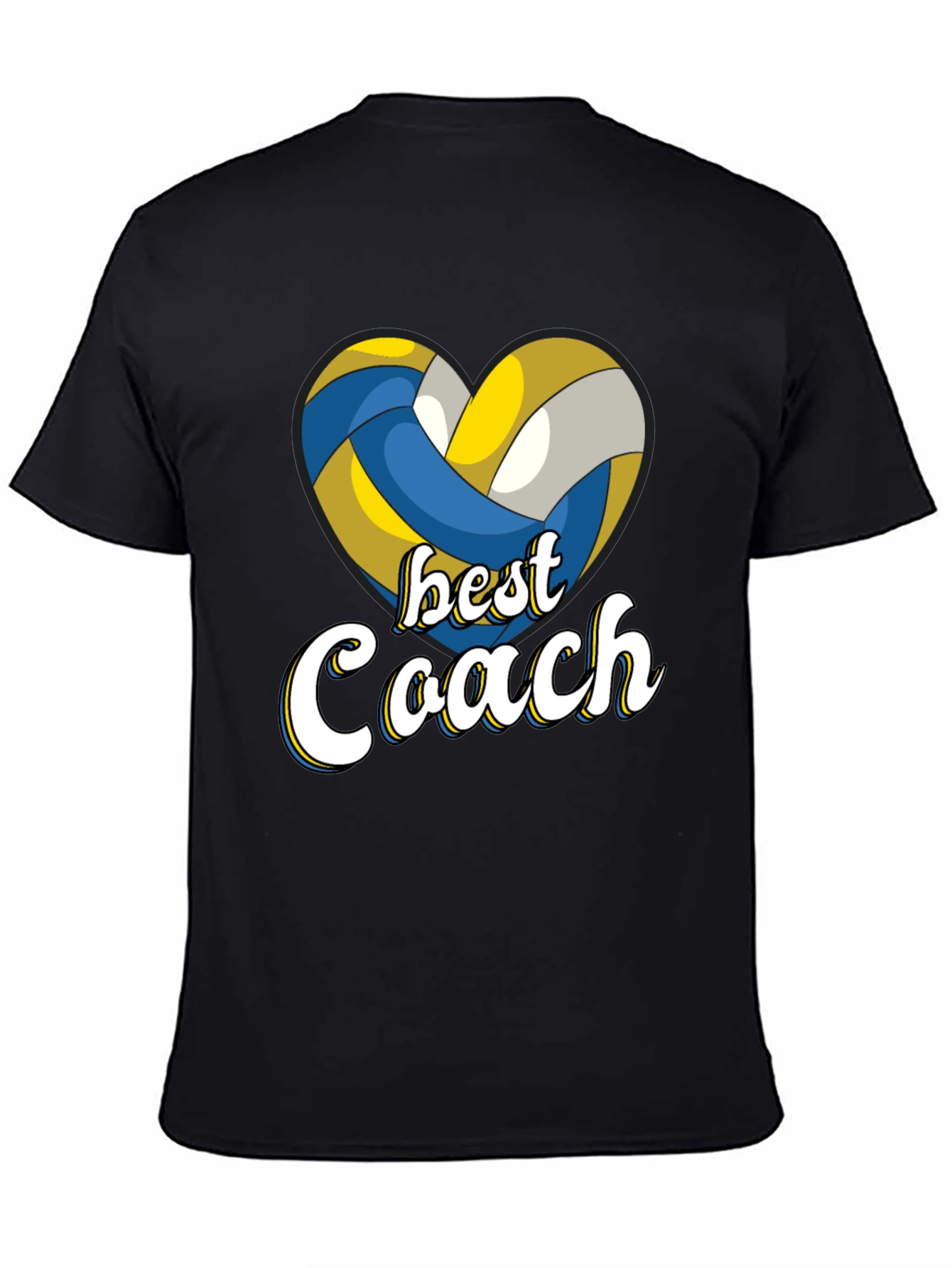 Black Best Coach Volleyball Heart T-Shirt view 4