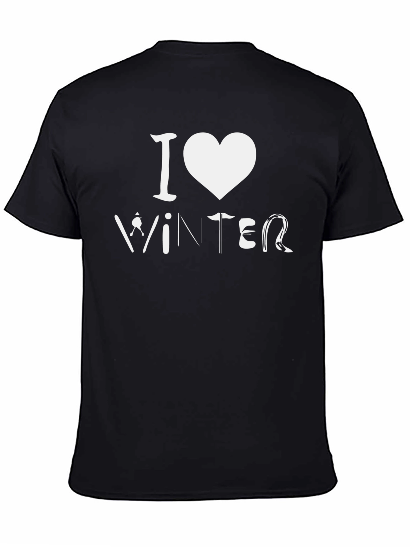 Black I Love Winter Black Graphic Tee Shirt view 4