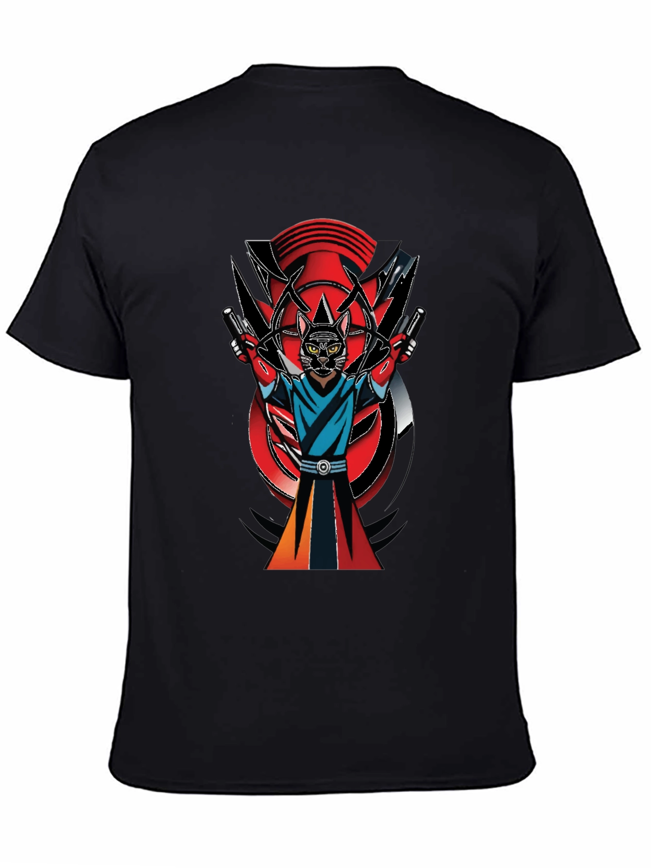 Black Black Cat Ninja Graphic T-Shirt view 4