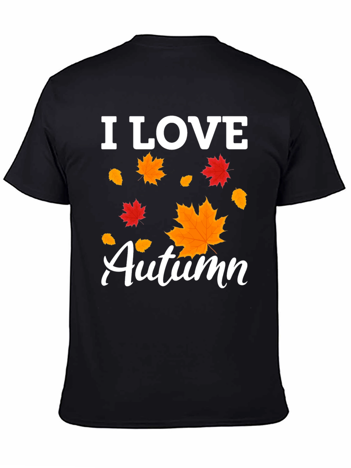 Black I Love Autumn Leaves Graphic T-Shirt view 4