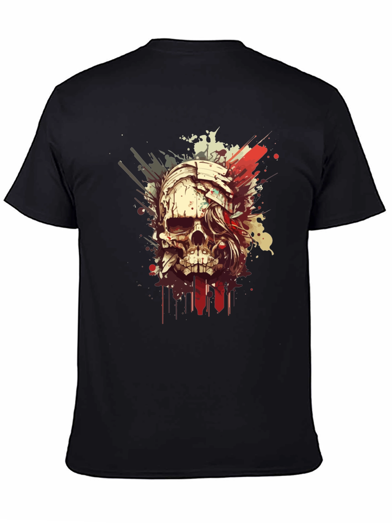 Black Skull Graphic Tee - Men's Black T-Shirt view 4