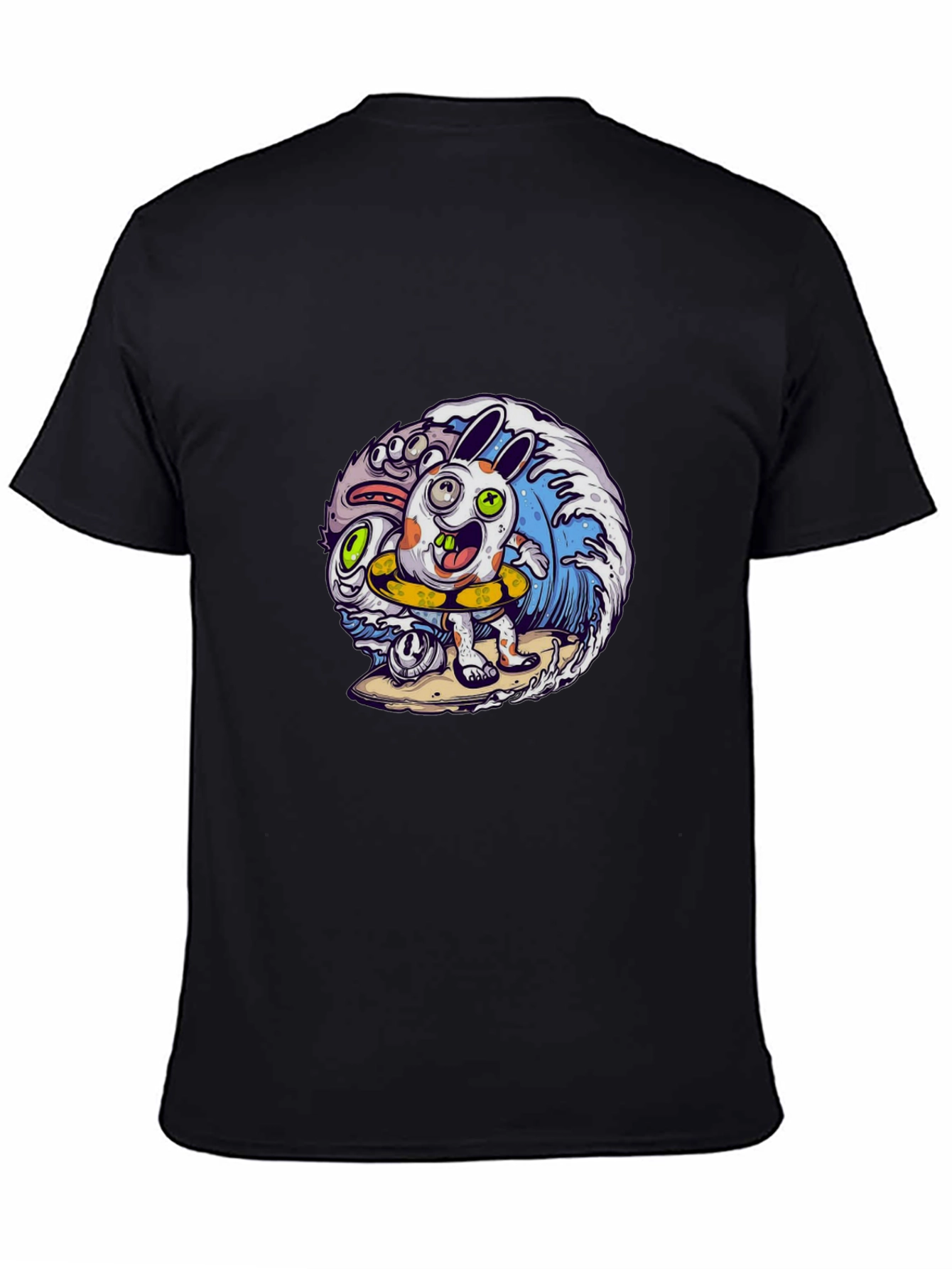 Black Surfing Rabbit Graphic Tee view 4