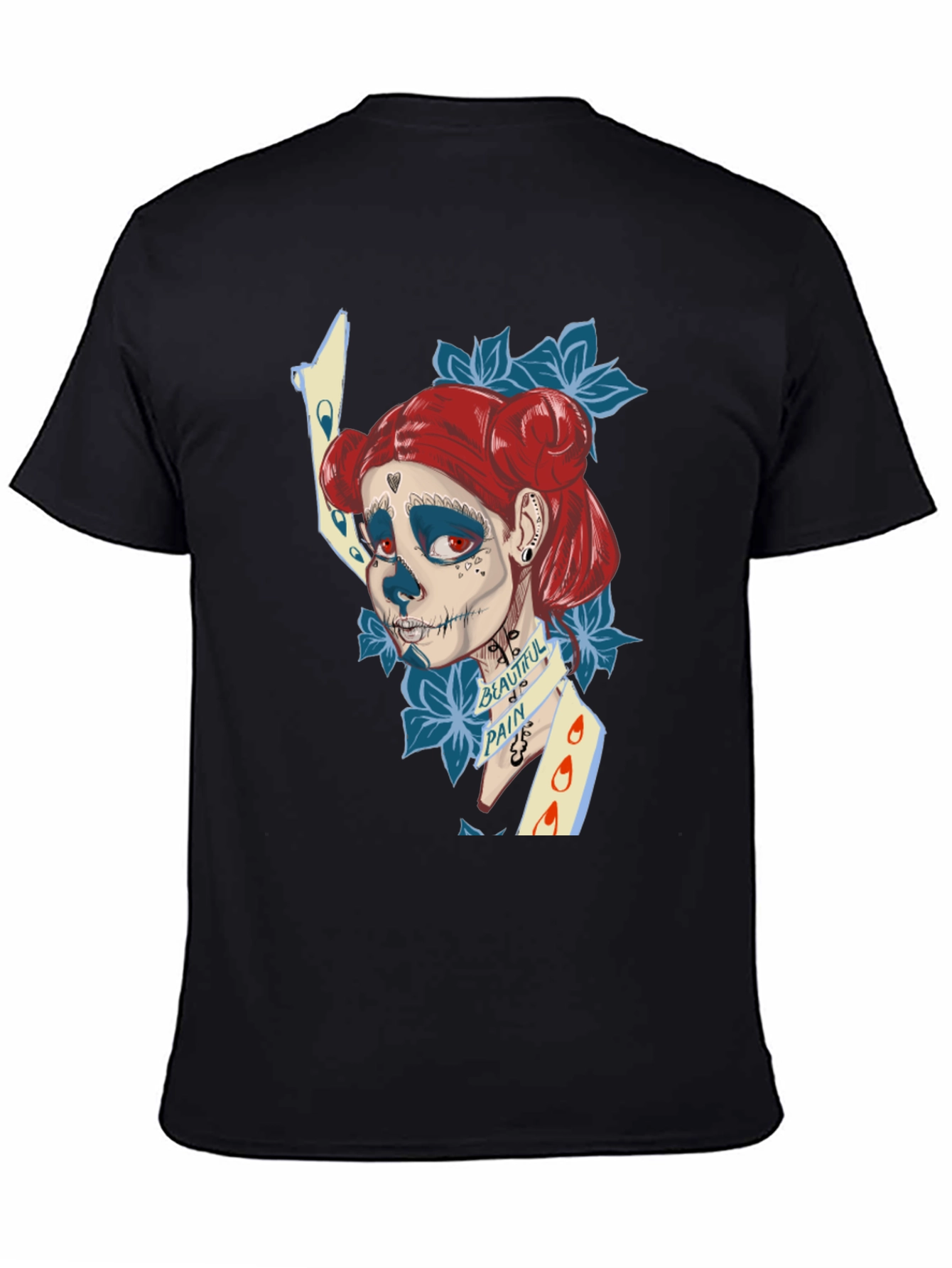 Black Sugar Skull Art T-Shirt view 4
