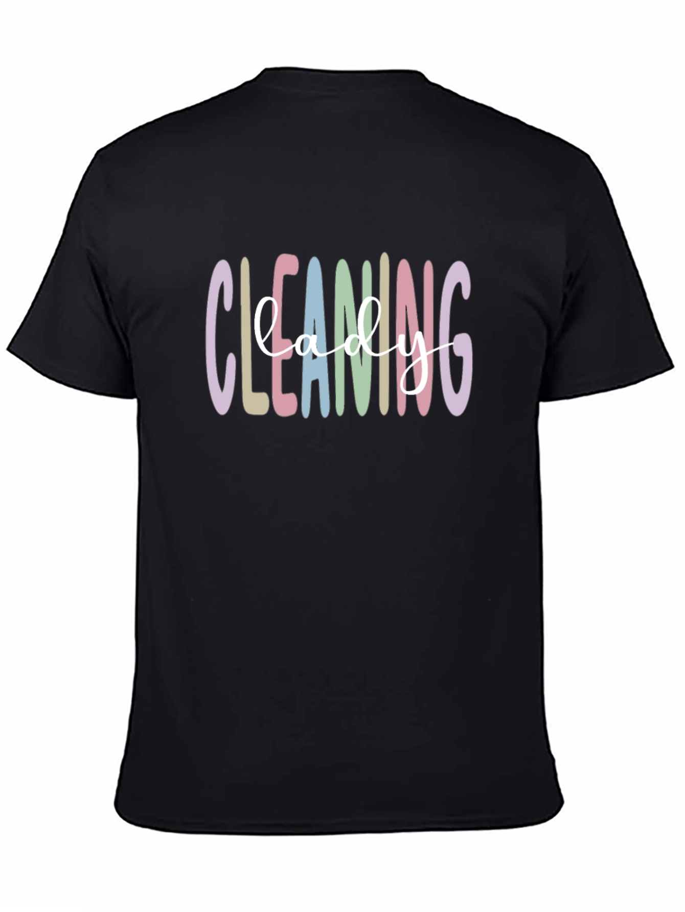 Black Cleaning Lady T-Shirt - Cute Pastel Design view 4