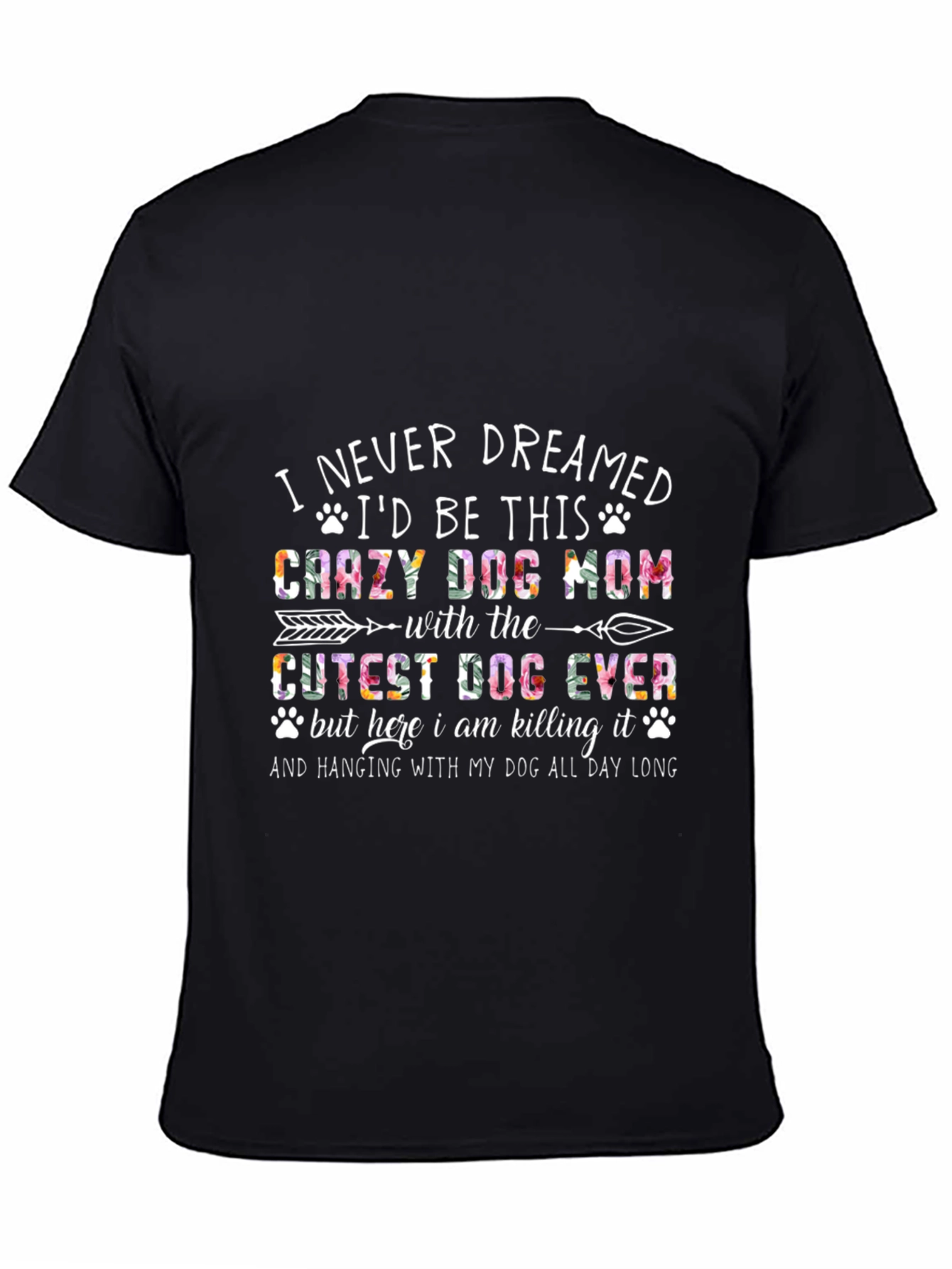 Black Crazy Dog Mom T-Shirt - Cute Pet Lover Apparel view 4