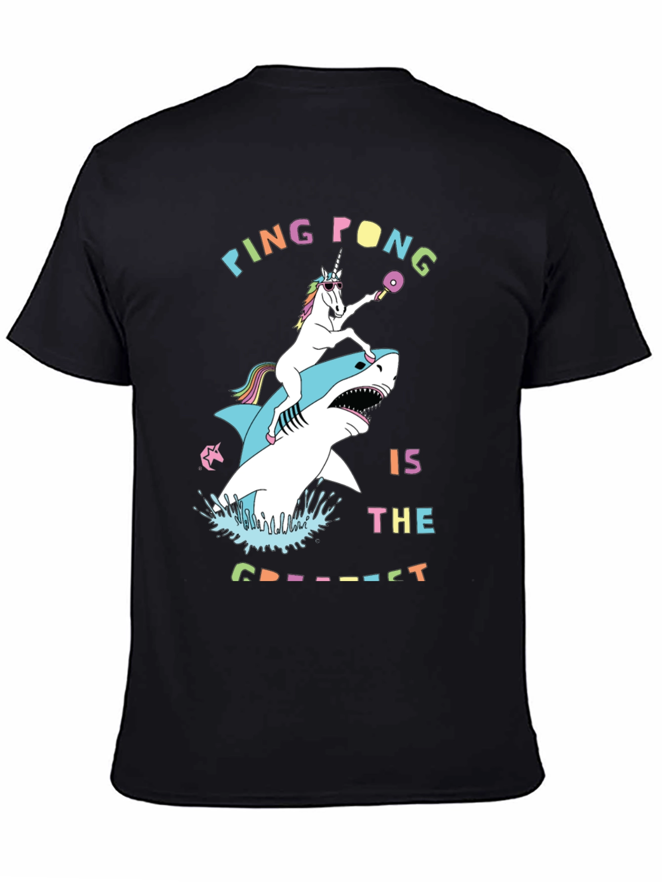 Black Ping Pong Unicorn & Shark Tee view 4