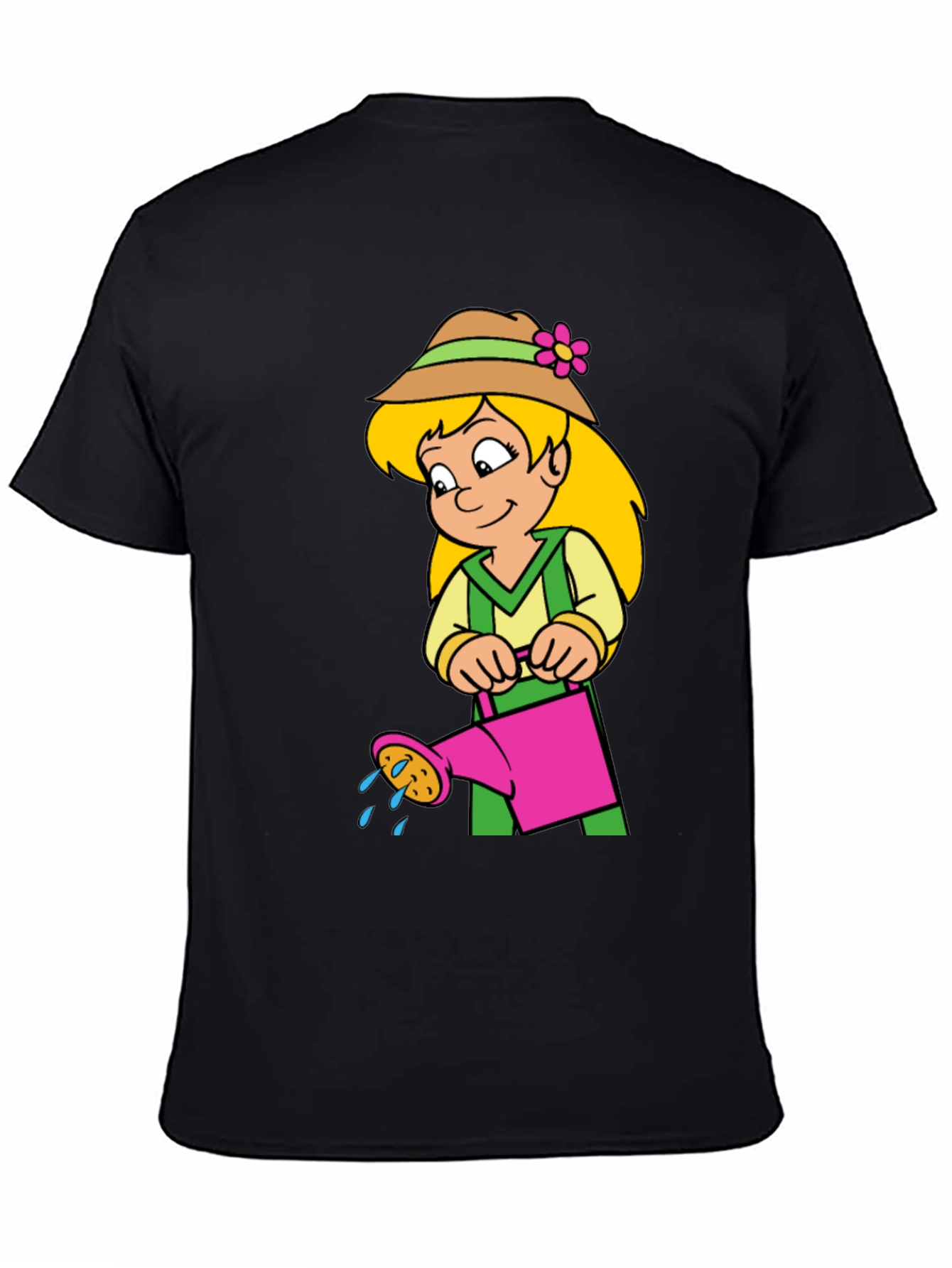 Black Gardener Girl Cartoon T-Shirt view 4