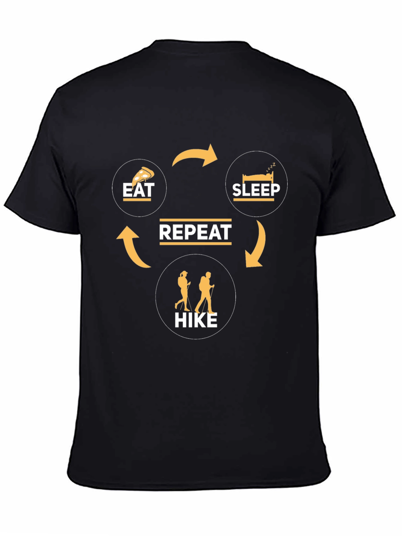 Black Eat Sleep Hike Repeat - Funny Hiking T-Shirt view 4