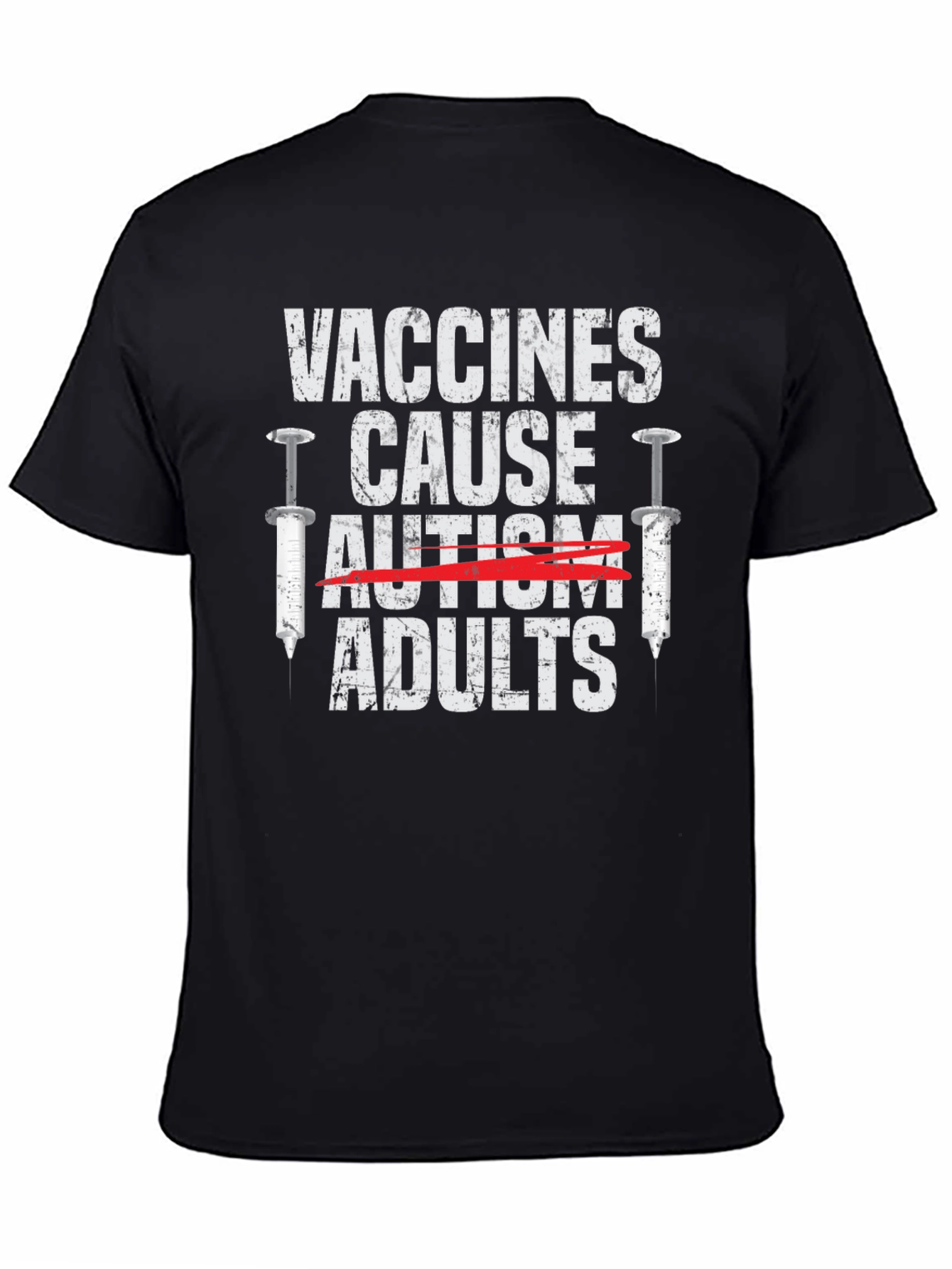 Black Vaccines Cause Adults Graphic T-Shirt view 4