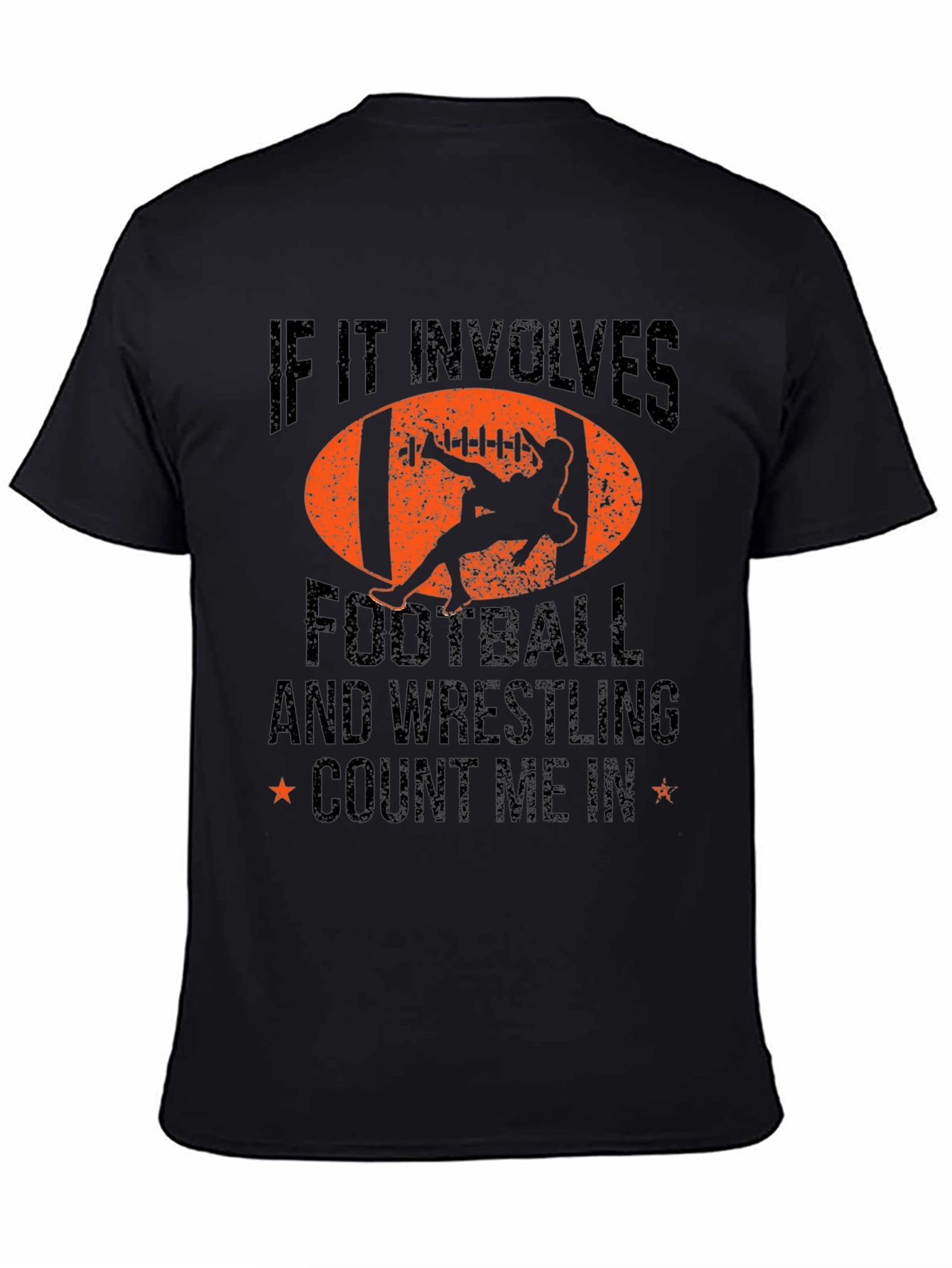 Black Football & Wrestling Graphic Tee view 4