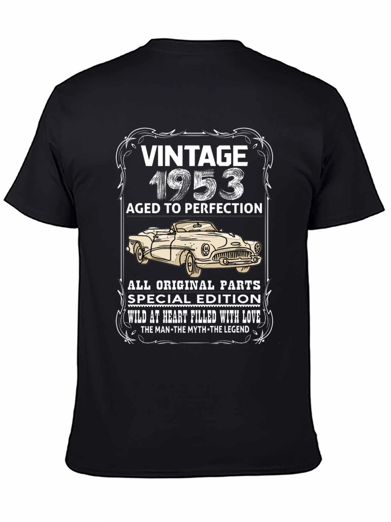 Black Vintage 1953 T-Shirt - Aged To Perfection Car Design view 4