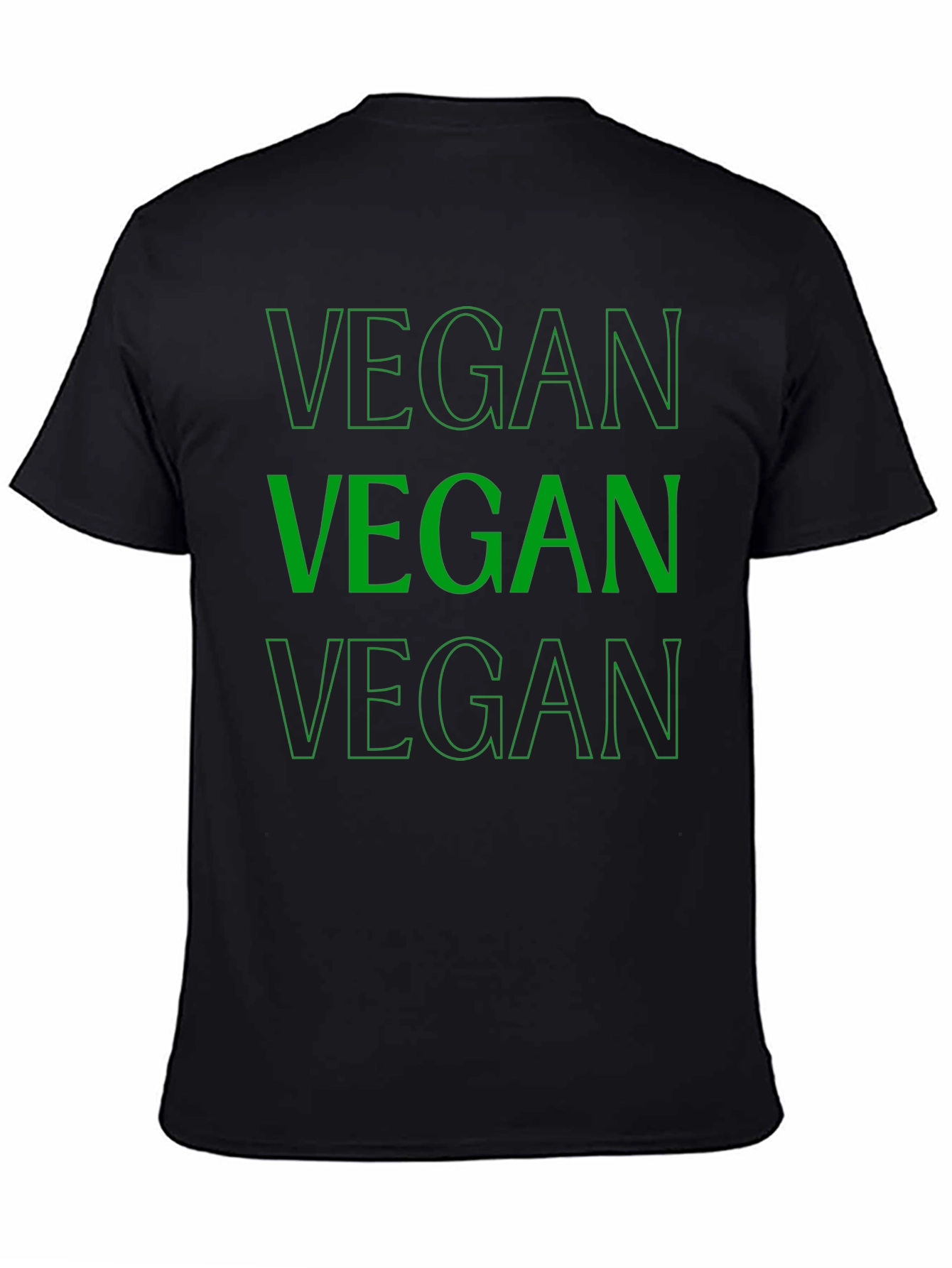 Black Vegan T-Shirt - Bold Green Lettering view 4