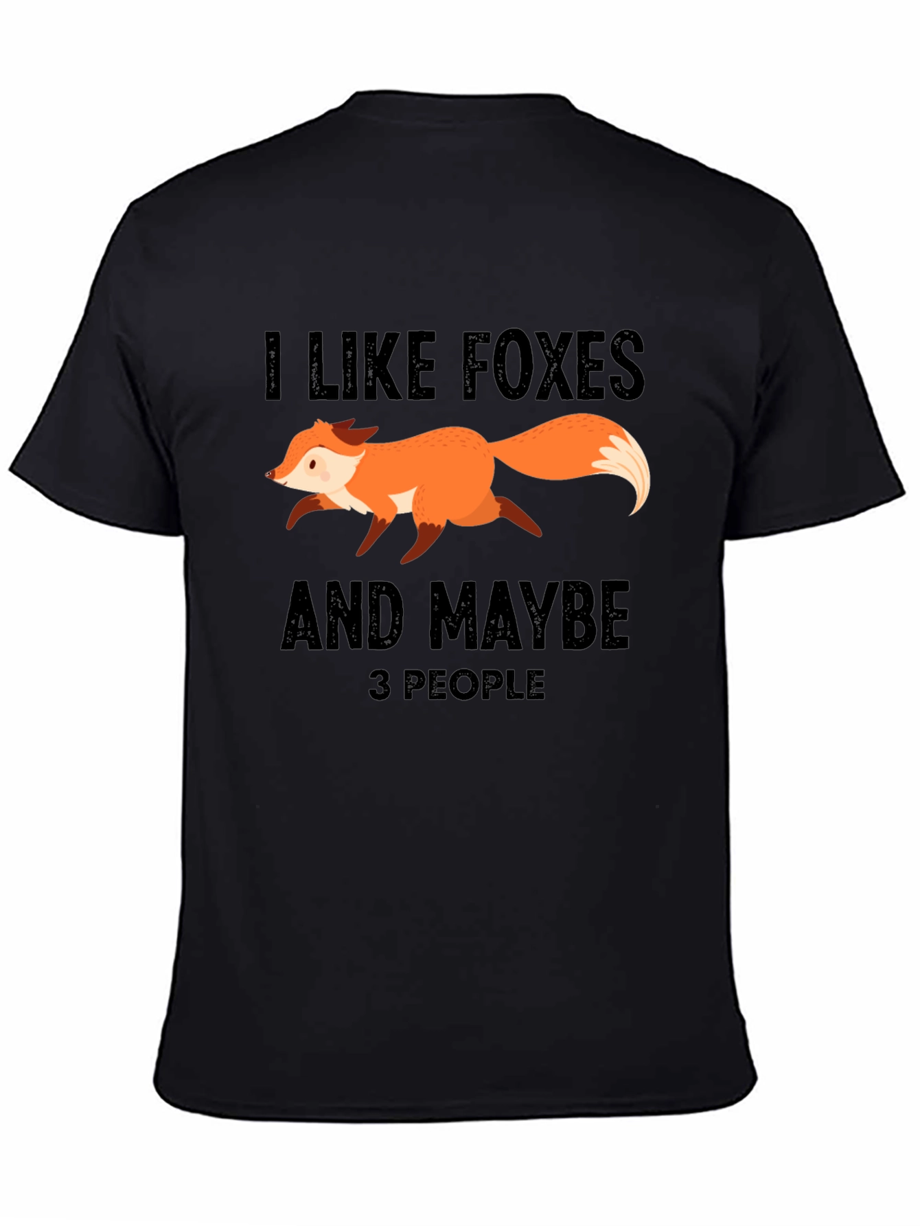 Black Funny Fox Lover Graphic T-Shirt - I Like Foxes and Maybe 3 People view 4
