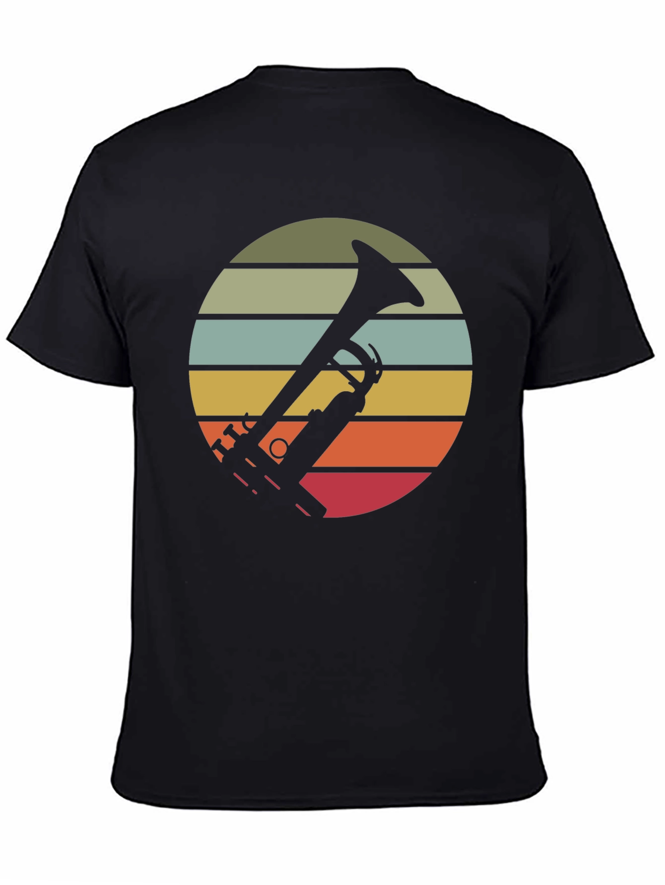 Black Vintage Trumpet Sunset Graphic Tee view 4