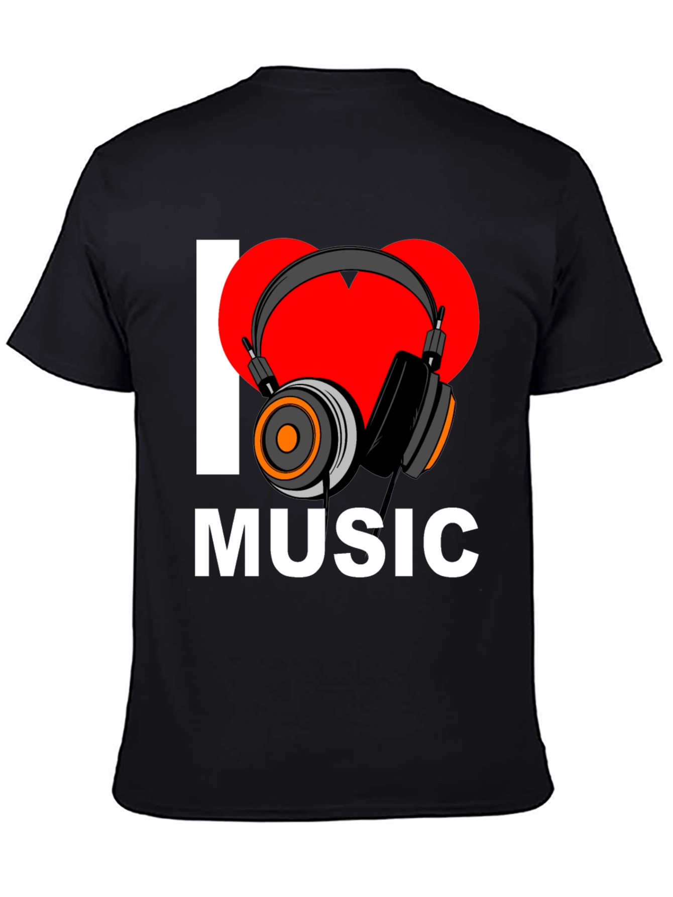 Black I Heart Music Graphic T-Shirt - Black view 4