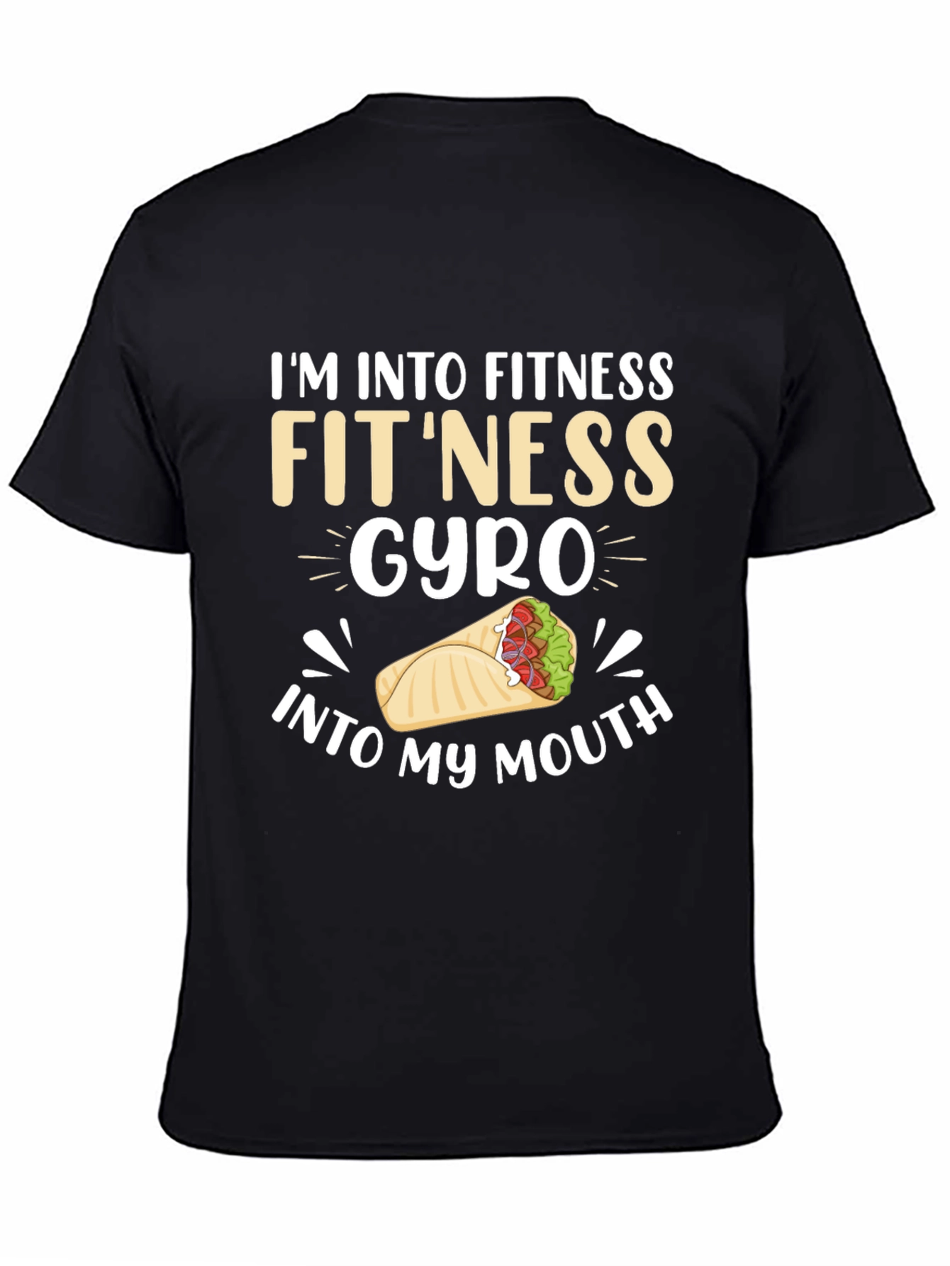 Black Fitness Gyro T-Shirt - Funny Foodie Tee view 4