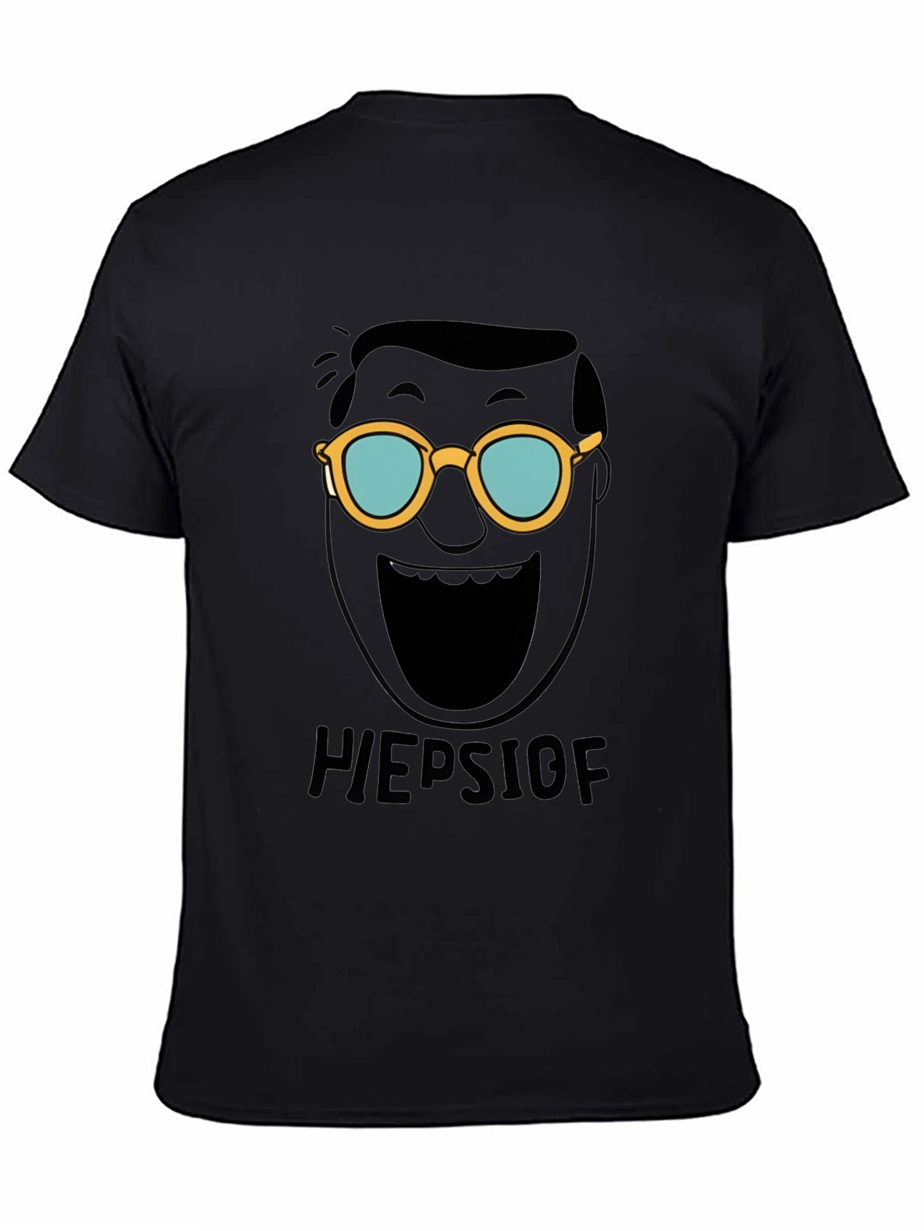 Black Heepslof Tee: Bold Graphic Print Black T-Shirt view 4