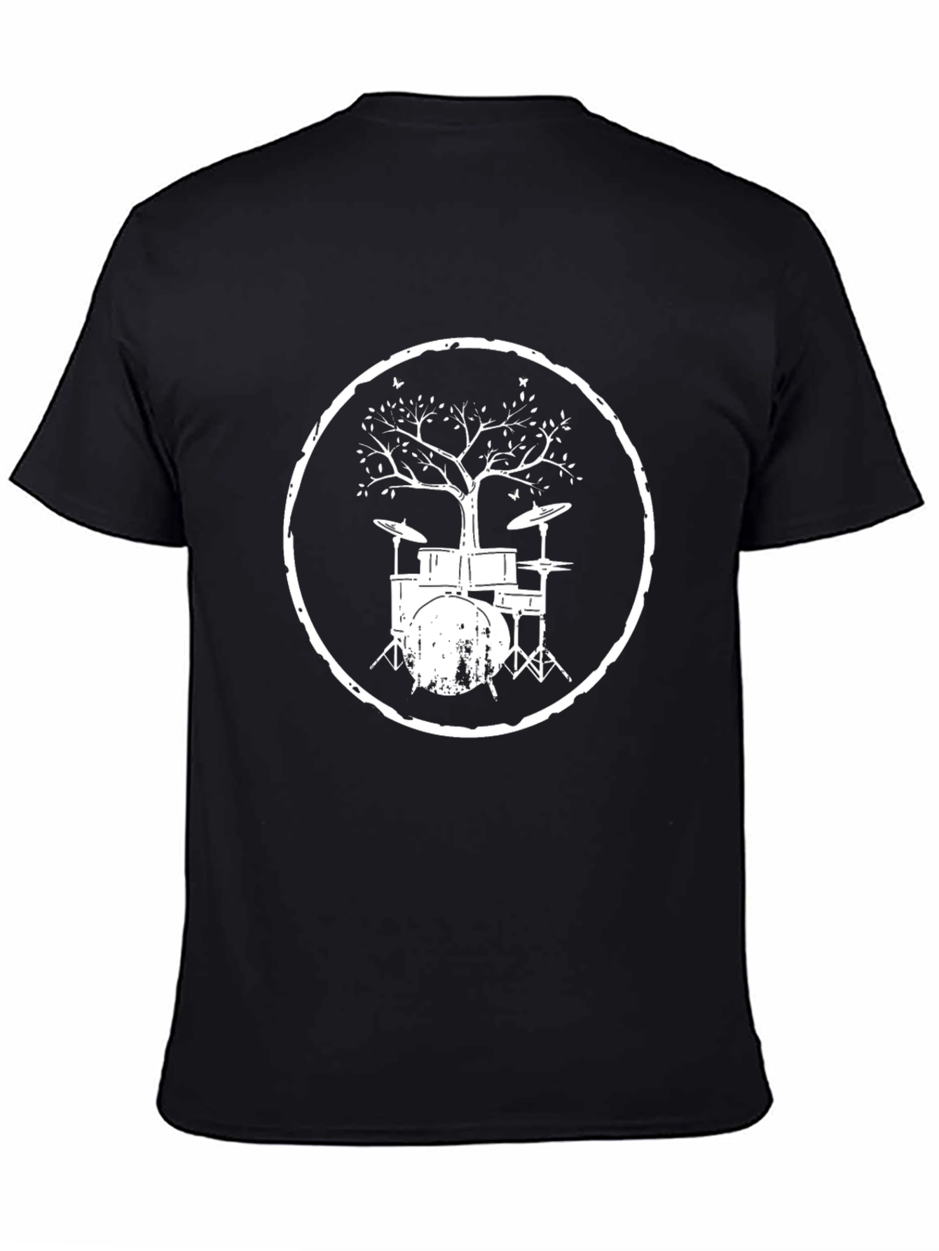 Black Drum Kit Tree T-Shirt - Music Lover Tee view 4