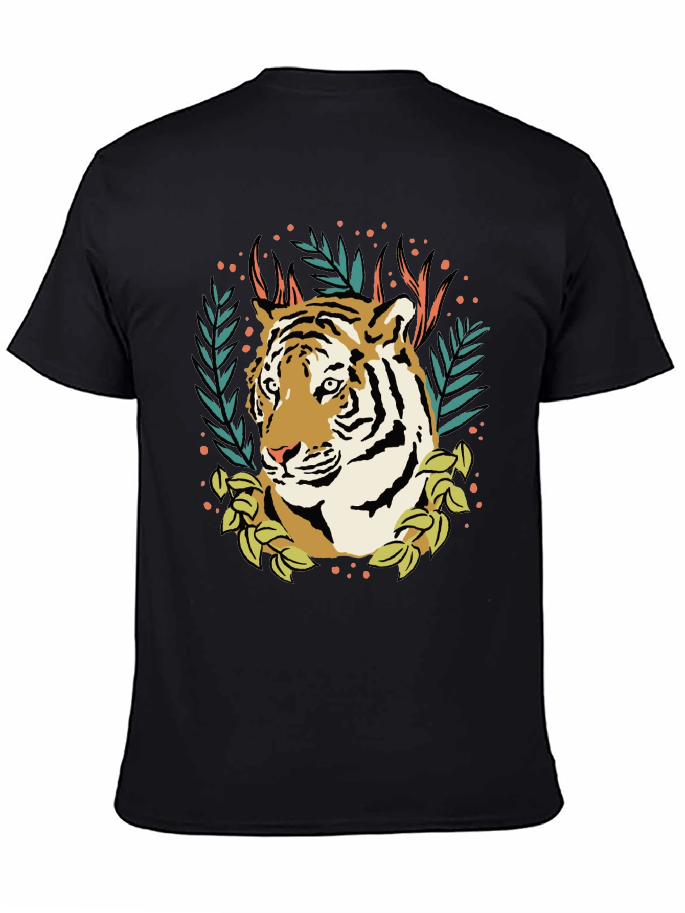 Black Tiger Graphic Tee - Black Crew Neck T-Shirt view 4