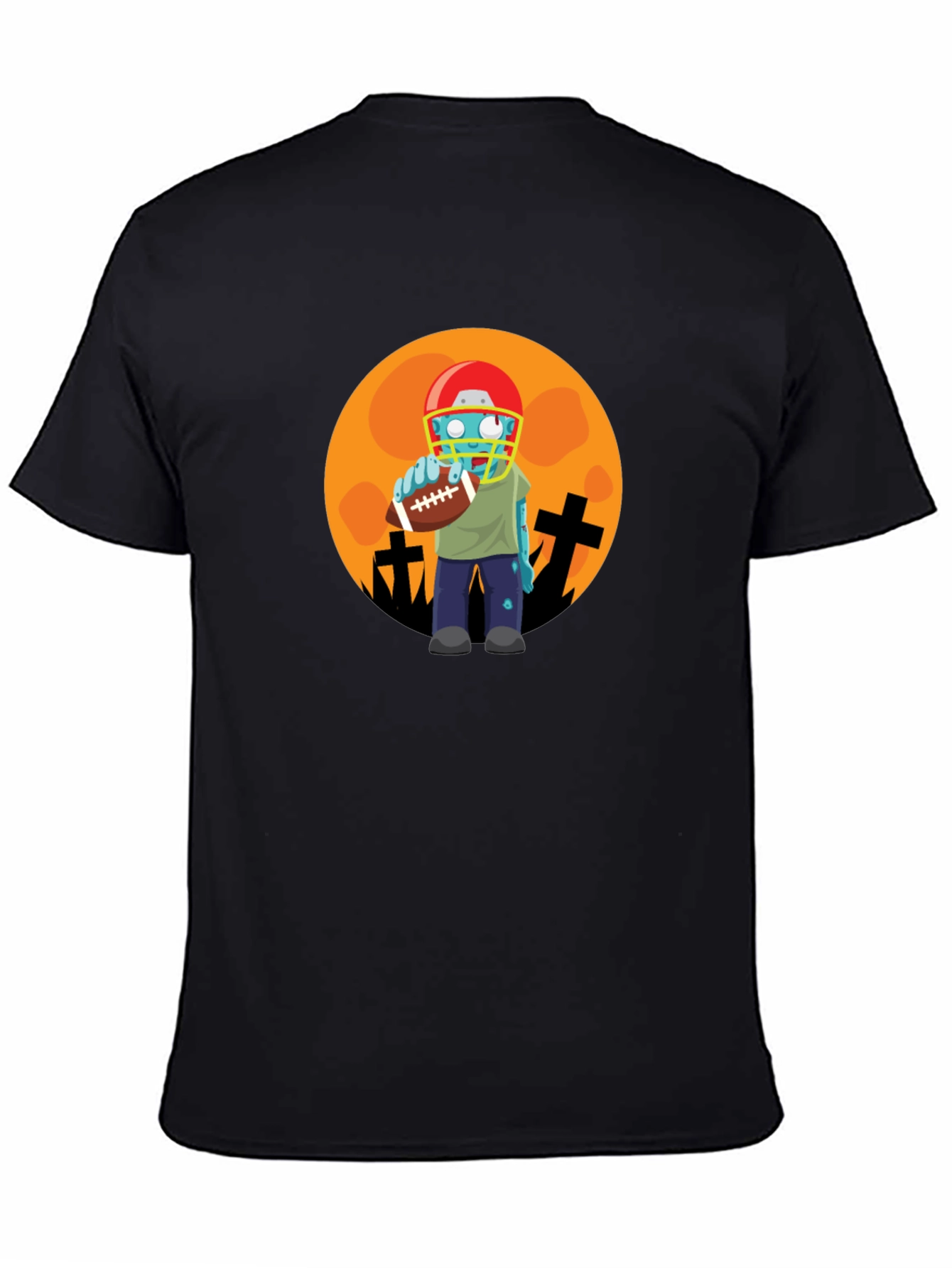 Black Zombie Football Player Halloween T-Shirt view 4