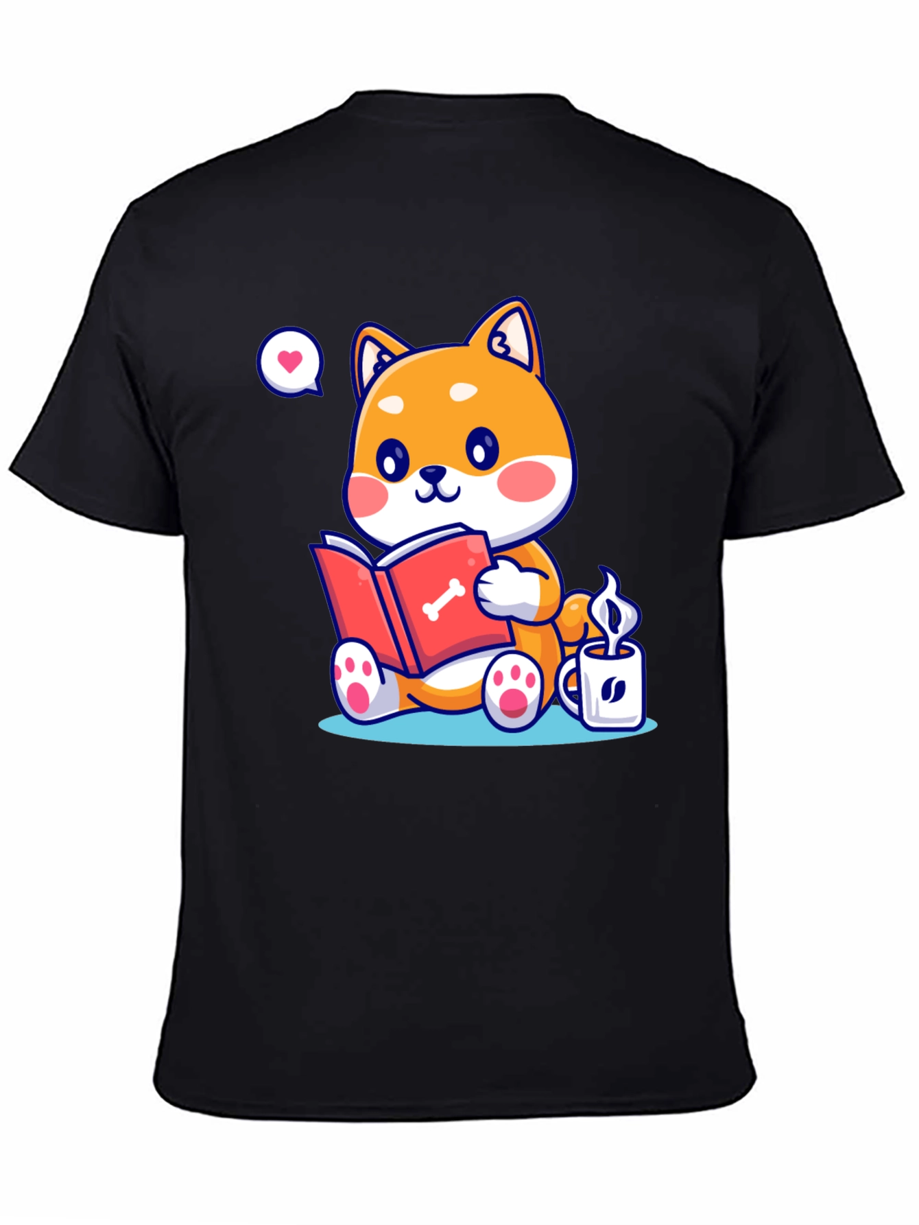 Black Dog Lover T-Shirt - Shiba Inu Reading view 4