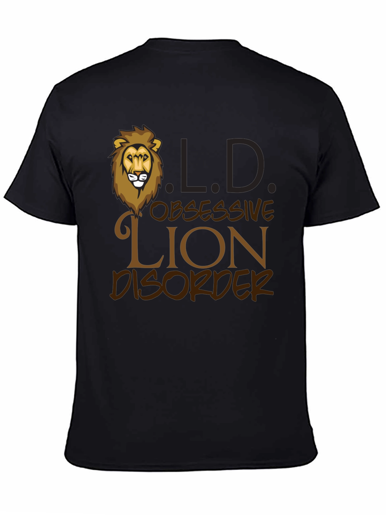 Black Obsessive Lion Disorder Graphic T-Shirt view 4