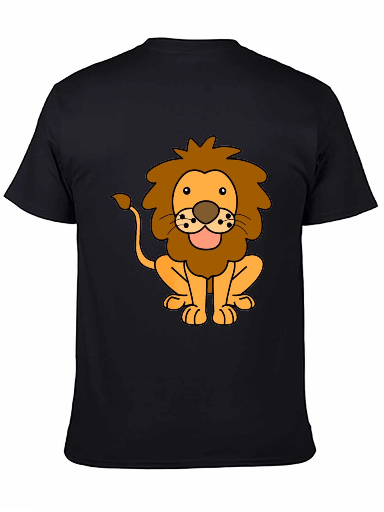 Black Lion Cartoon Black T-Shirt view 4