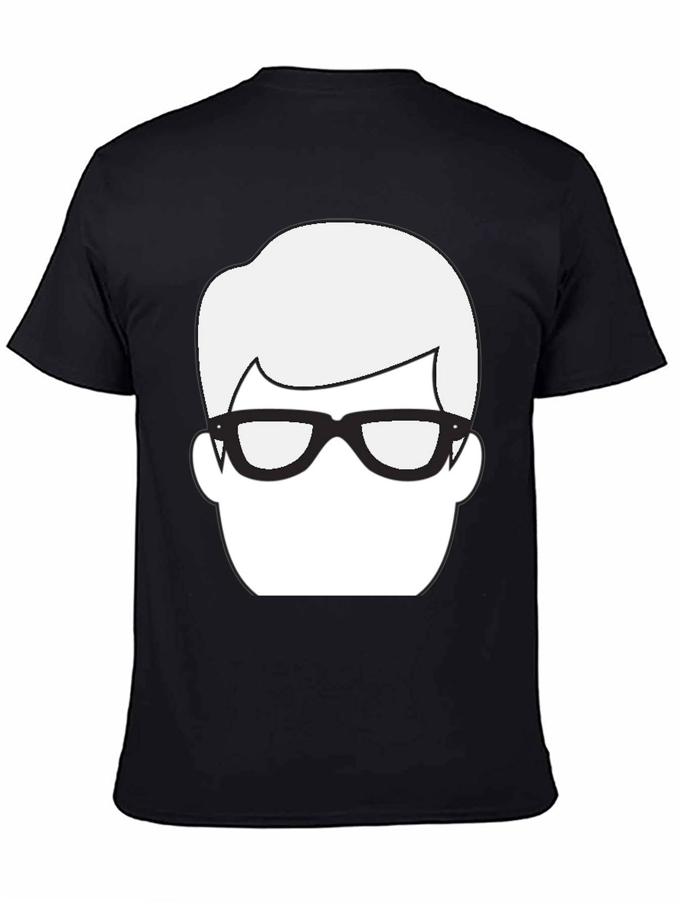 Black Retro Geek Tee: Iconic Face Graphic T-Shirt view 4