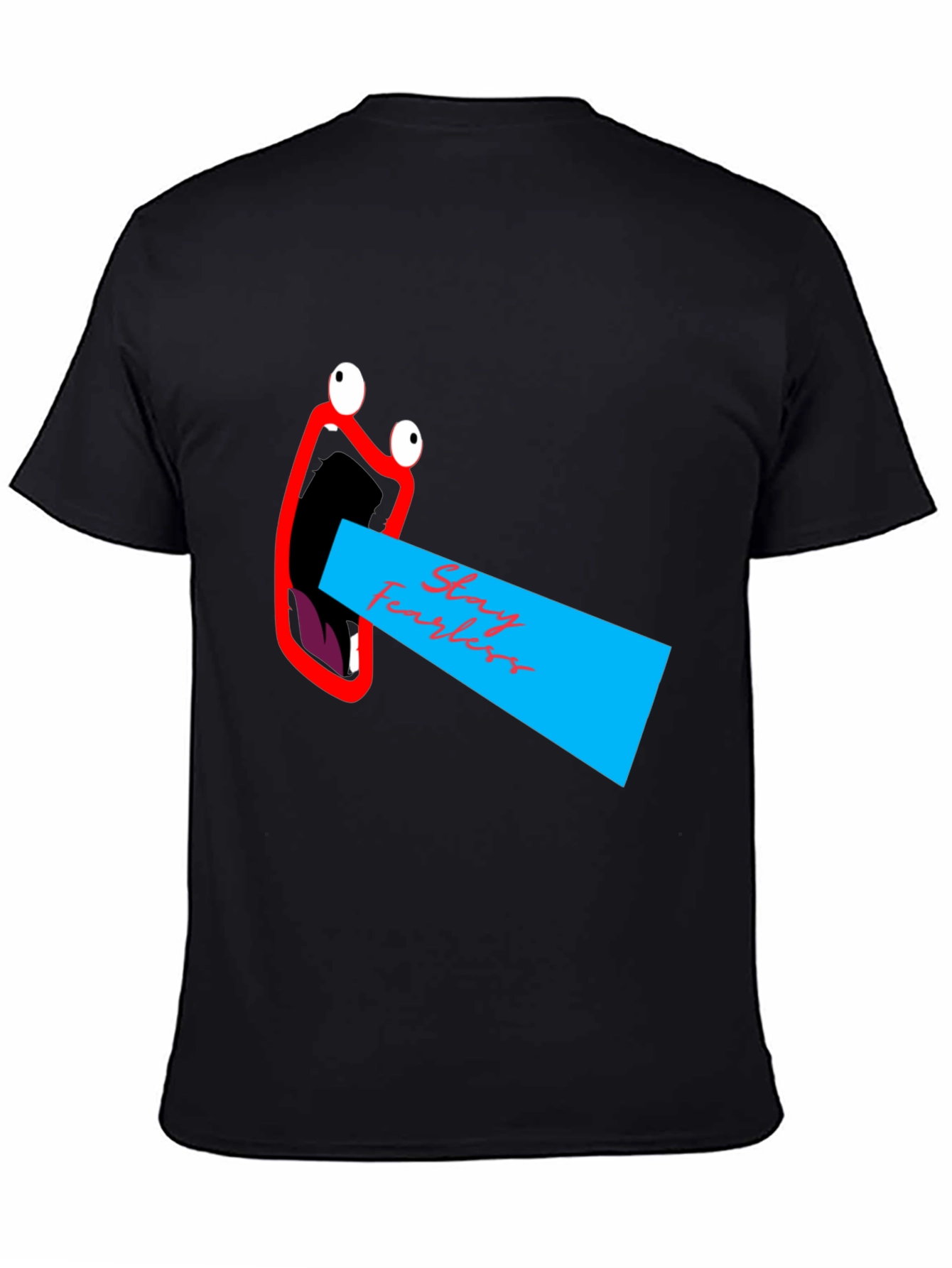 Black Stay Fearless Graphic Tee - Unique Mouth Design view 4