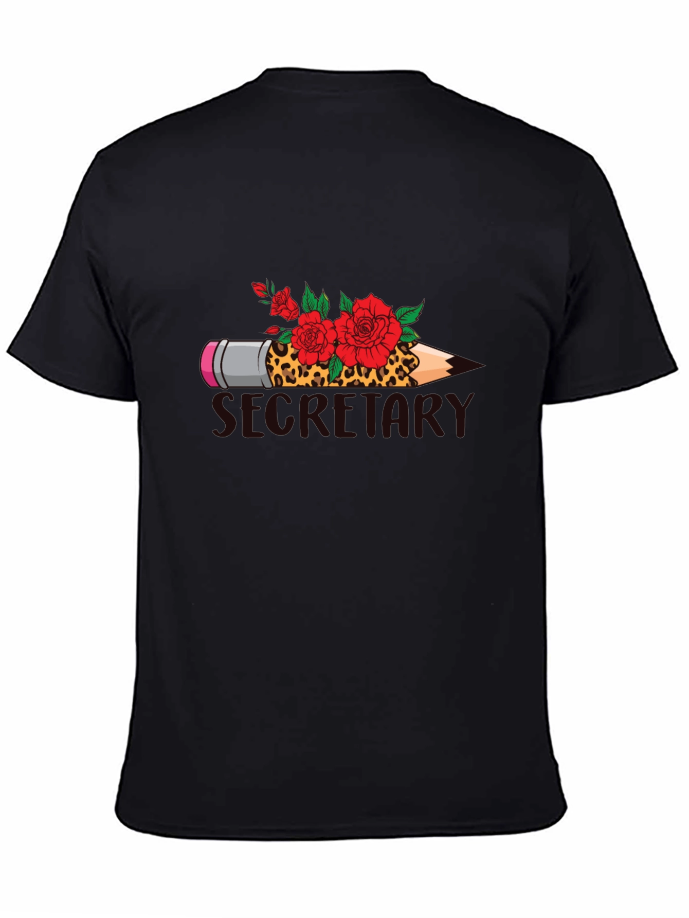 Black Secretary Pencil and Rose T-Shirt view 4