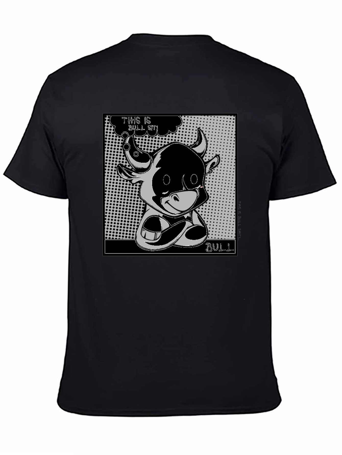 Black Cartoon Bull Graphic Tee - This is Bull Sit! view 4