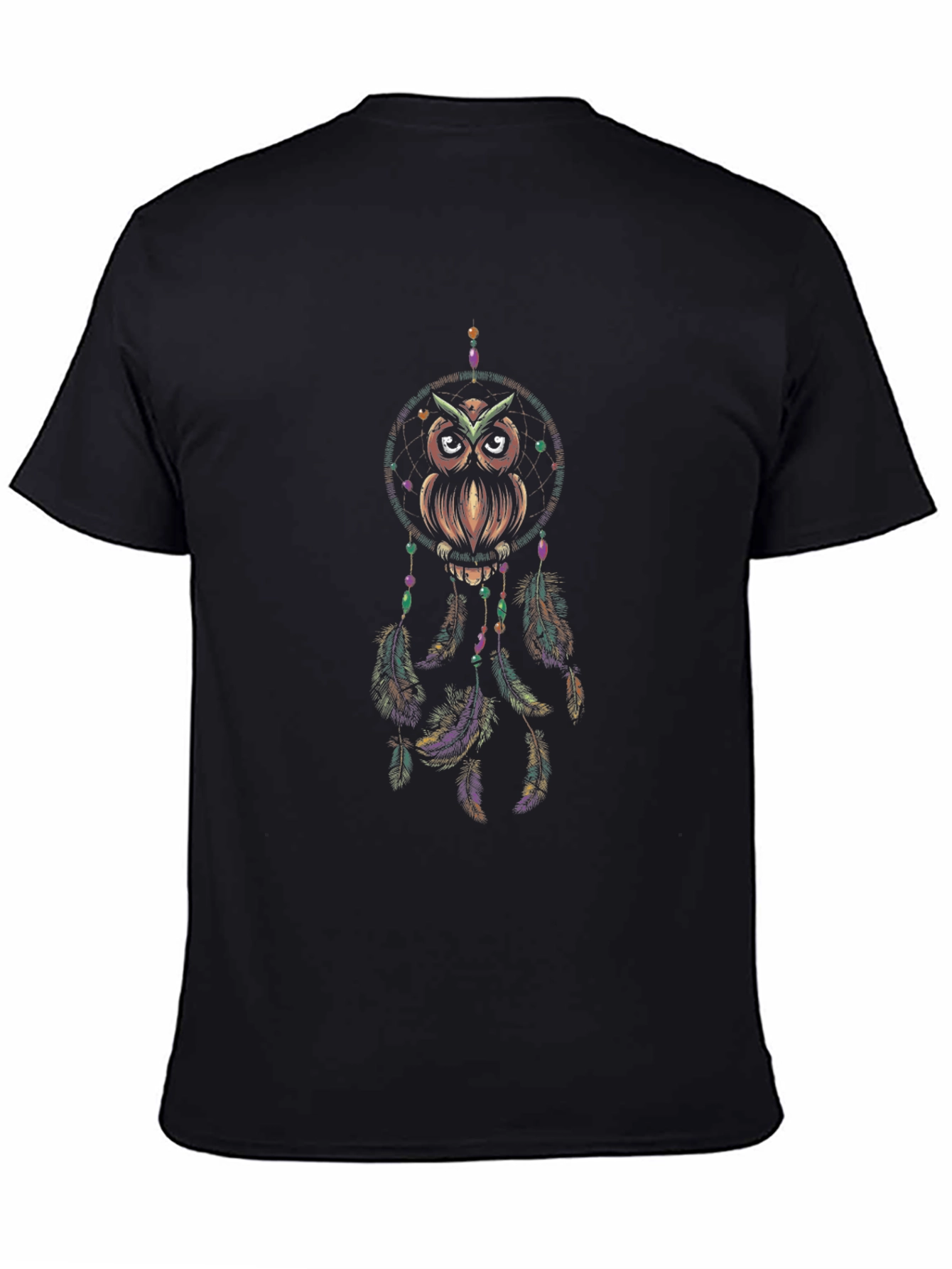 Black Owl Dreamcatcher Graphic T-Shirt - Black view 4