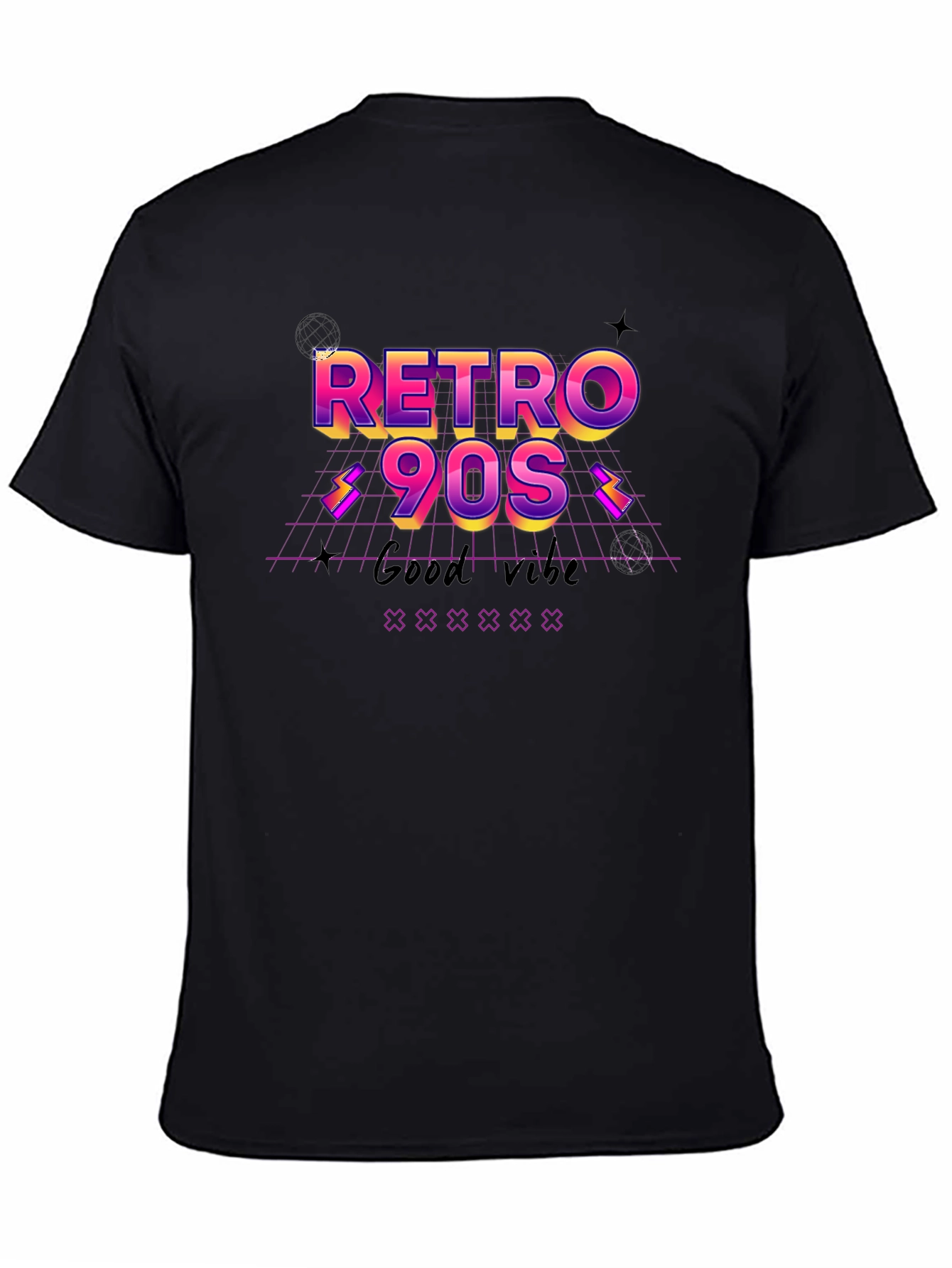 Black Retro 90s Graphic Tee - Good Vibes T-Shirt view 4