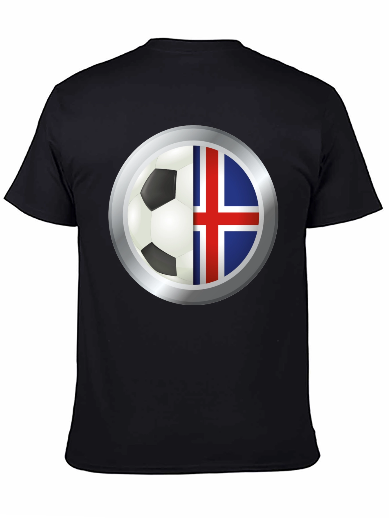 Black Iceland Flag Soccer Ball Graphic T-Shirt view 4